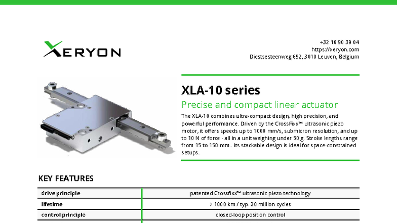 XLA-10 Specs: Precise Linear Actuator Overview and Features - Studocu
