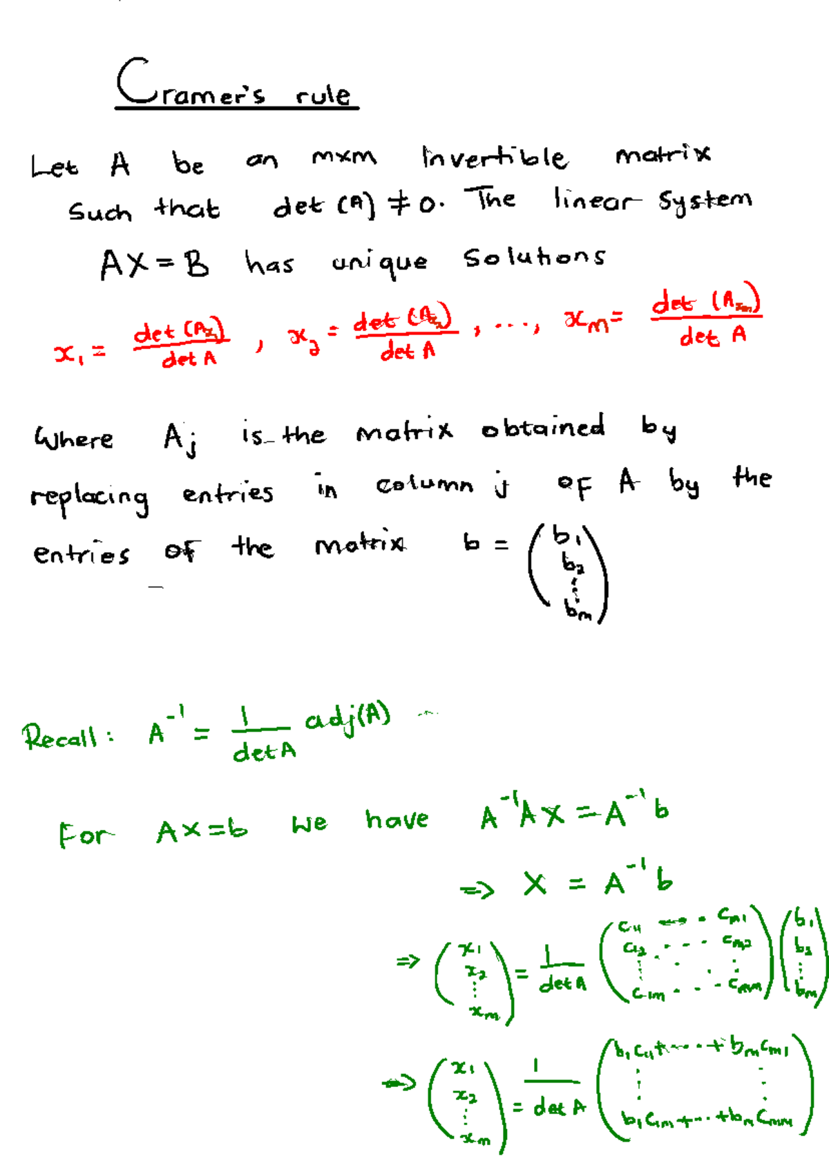 Cramer's Rule: Solving Linear Systems with Determinants (MATH 101 ...