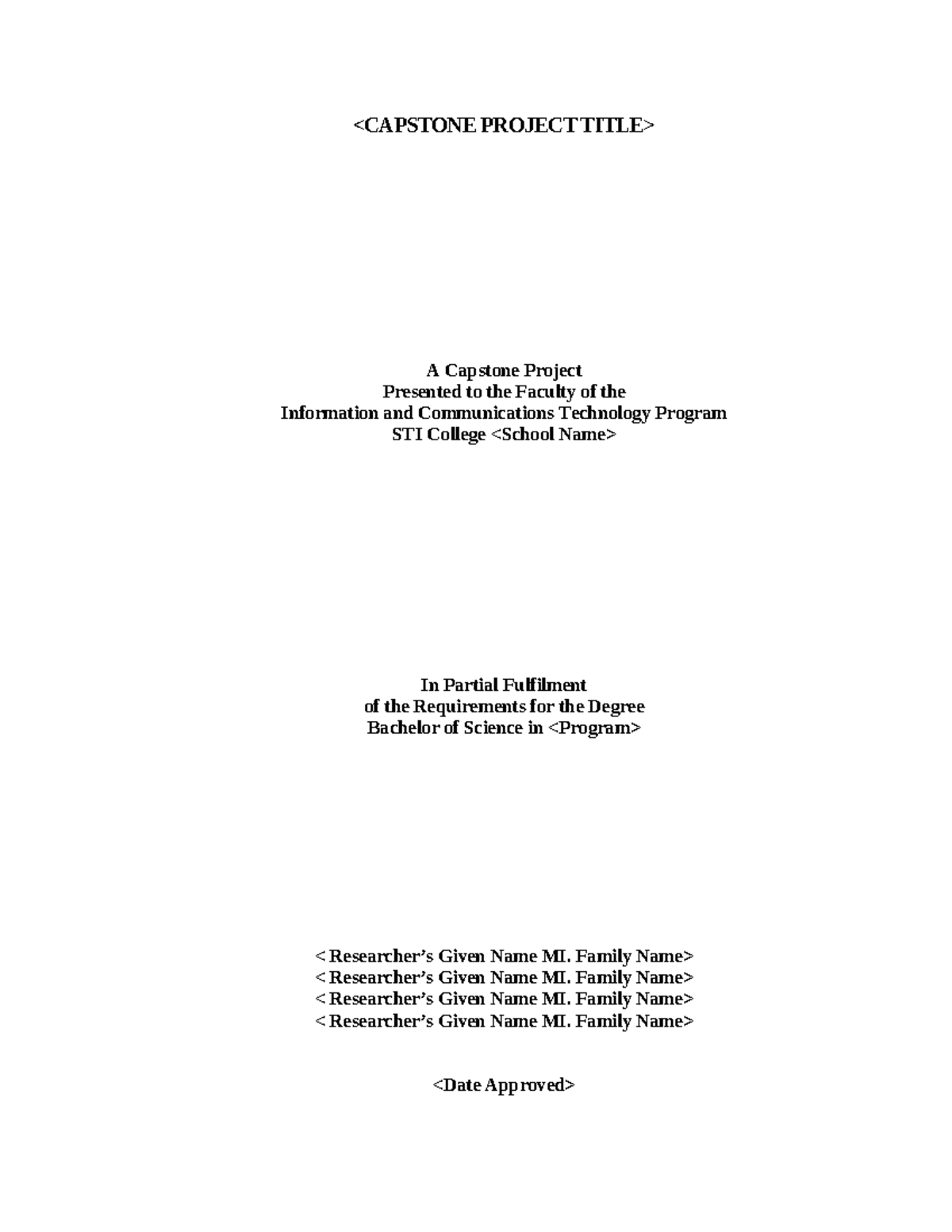 Capstone Project Manuscript Template for BS in ICT - STI College - Studocu