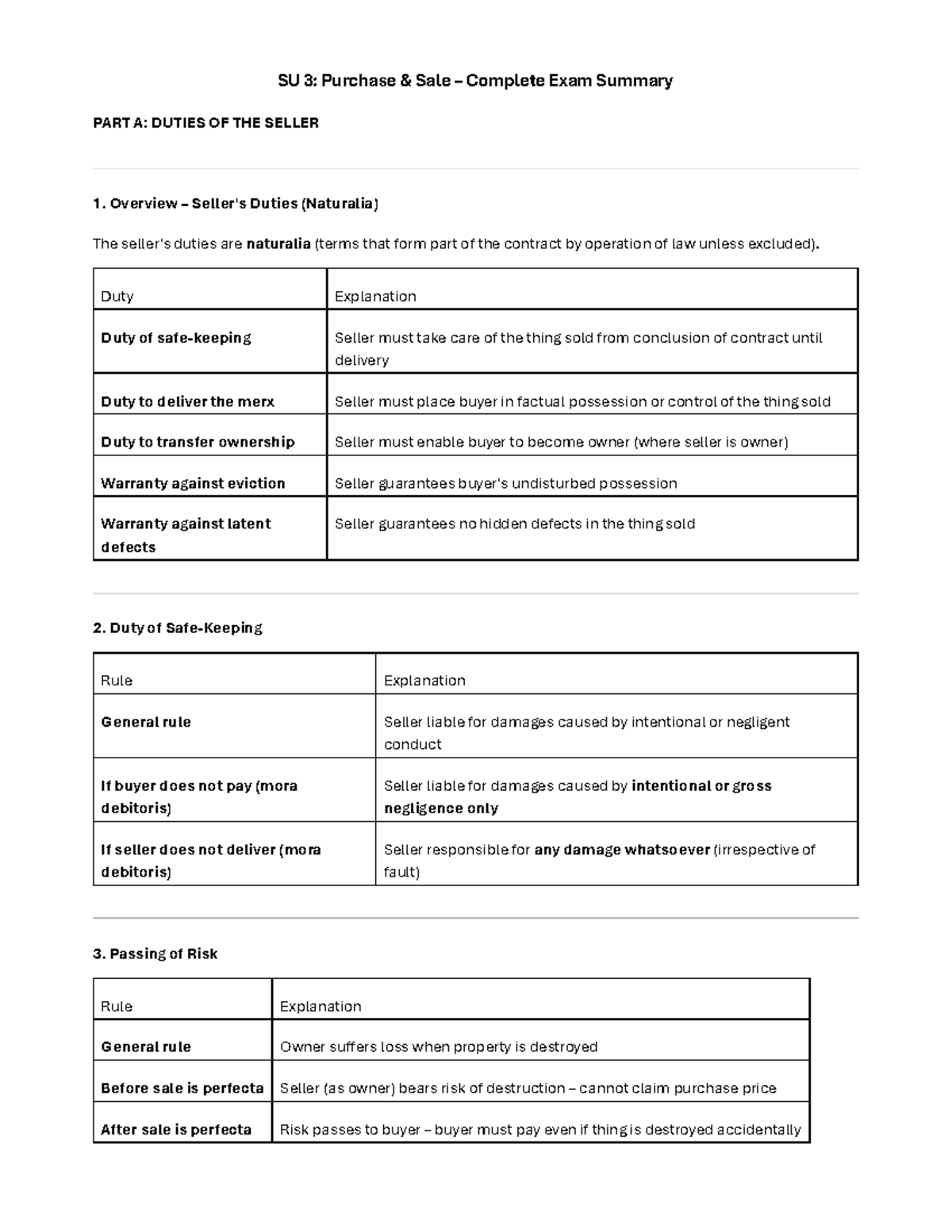 SU 3: Purchase & Sale – Complete Exam Summary - Studocu
