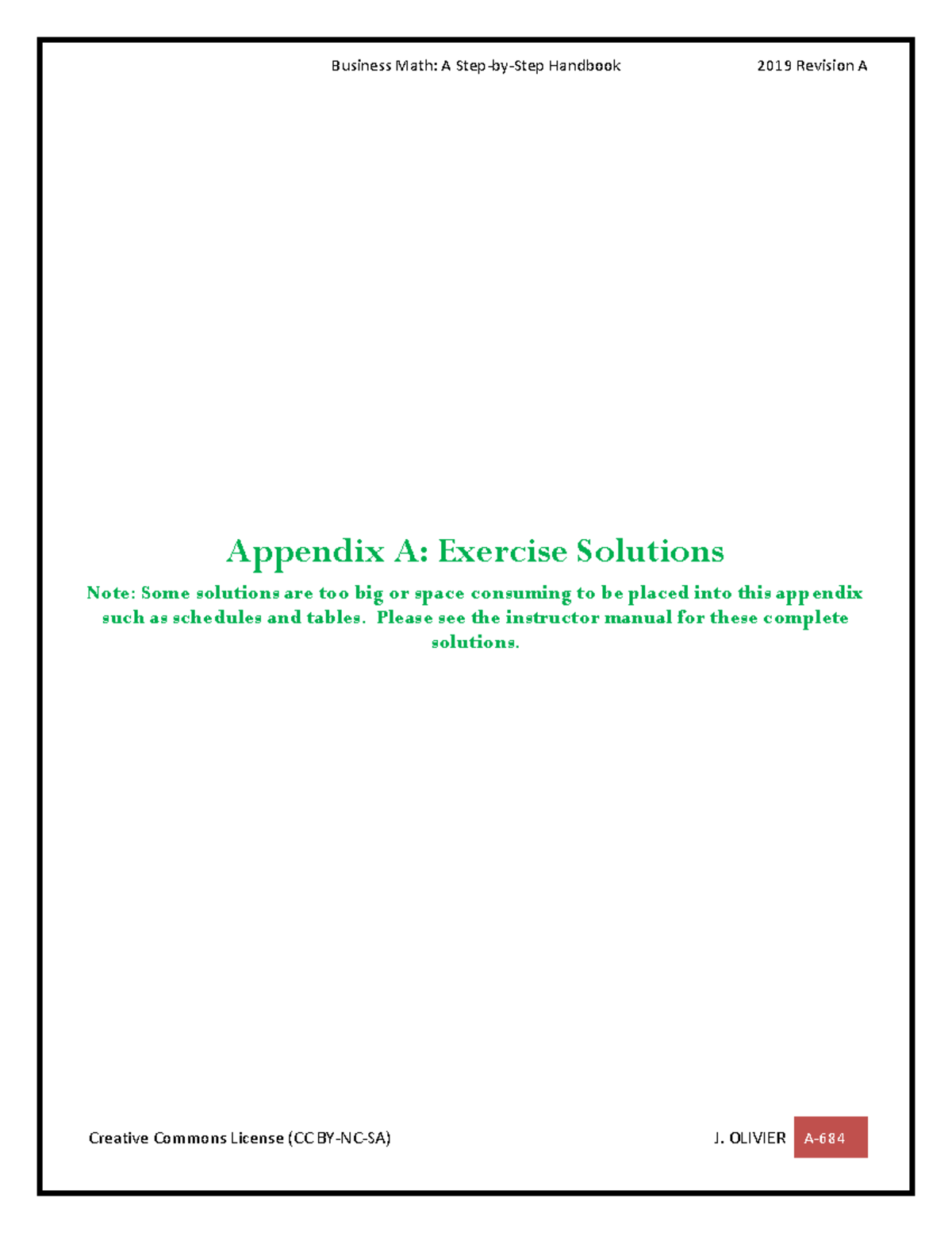 Exercise Solutions - Appendix A: Exercise Solutions Note: Some ...