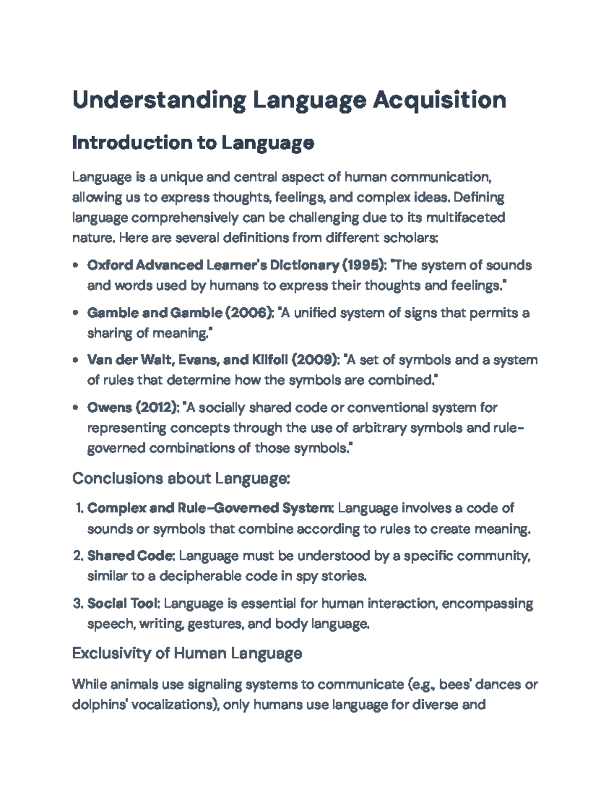 Understanding Language Acquisition: Theories and Processes ...