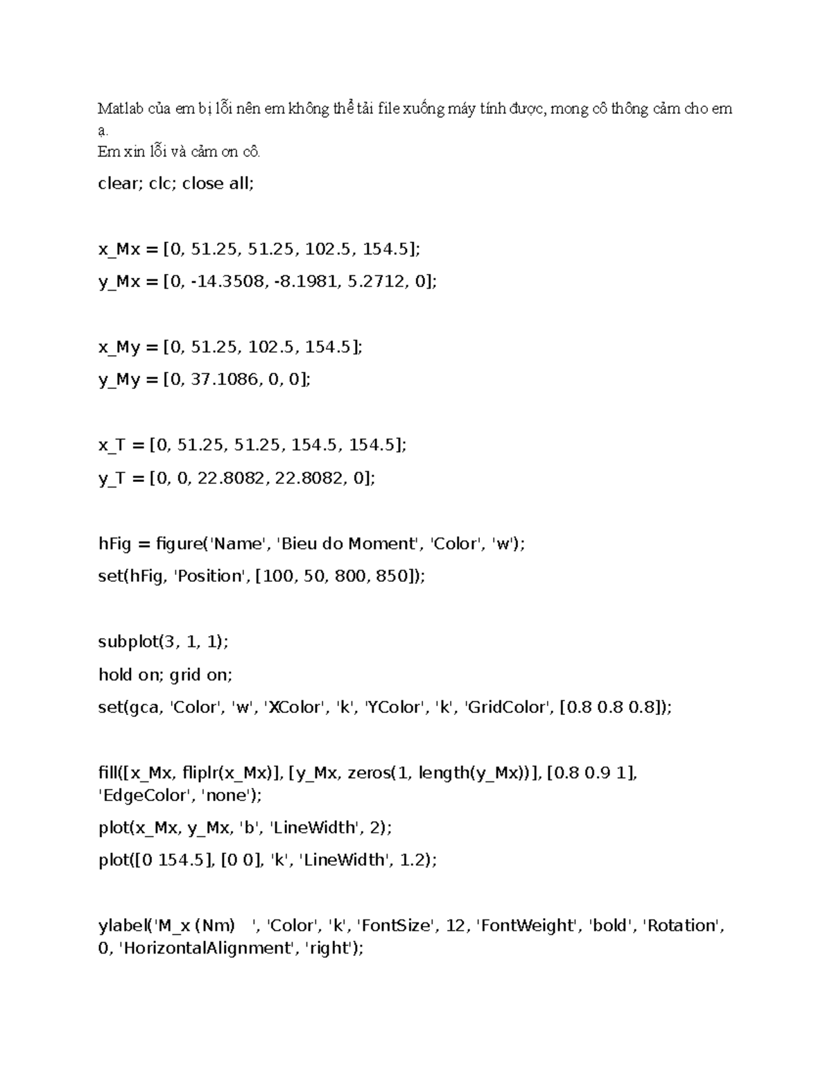 Matlab Error Report and Apology - Truc1 Document - Studocu