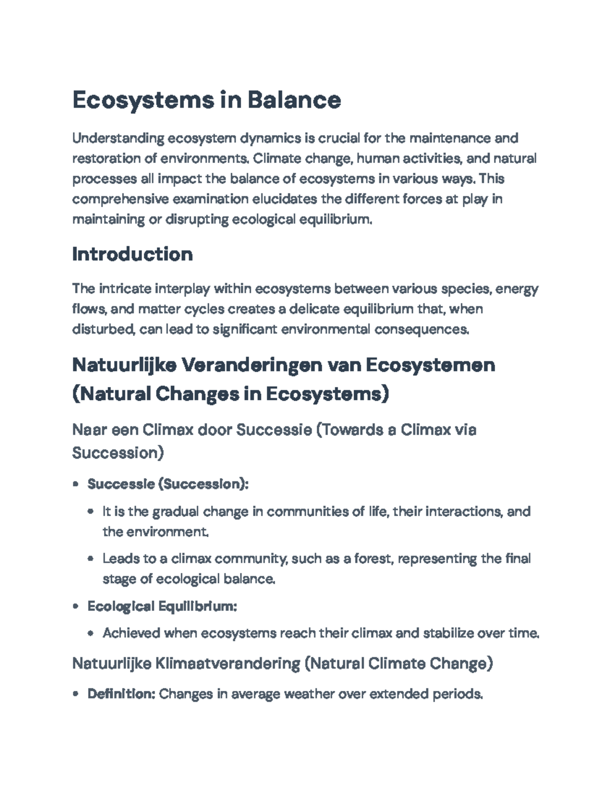 Ecosystems in Balance: Dynamics and Human Impact Analysis - Ecosystems ...