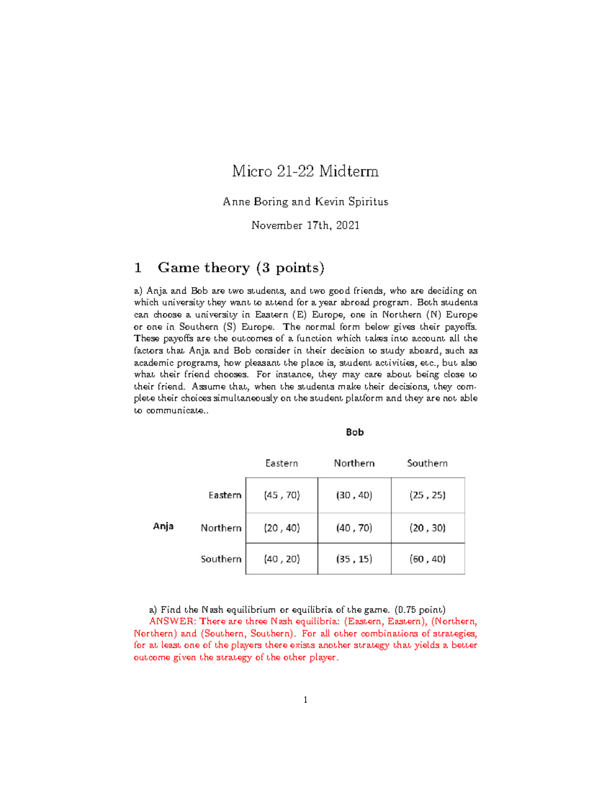 Microeconomics (econometrics) - Midterm 2021 (Exercises + Solutions ...