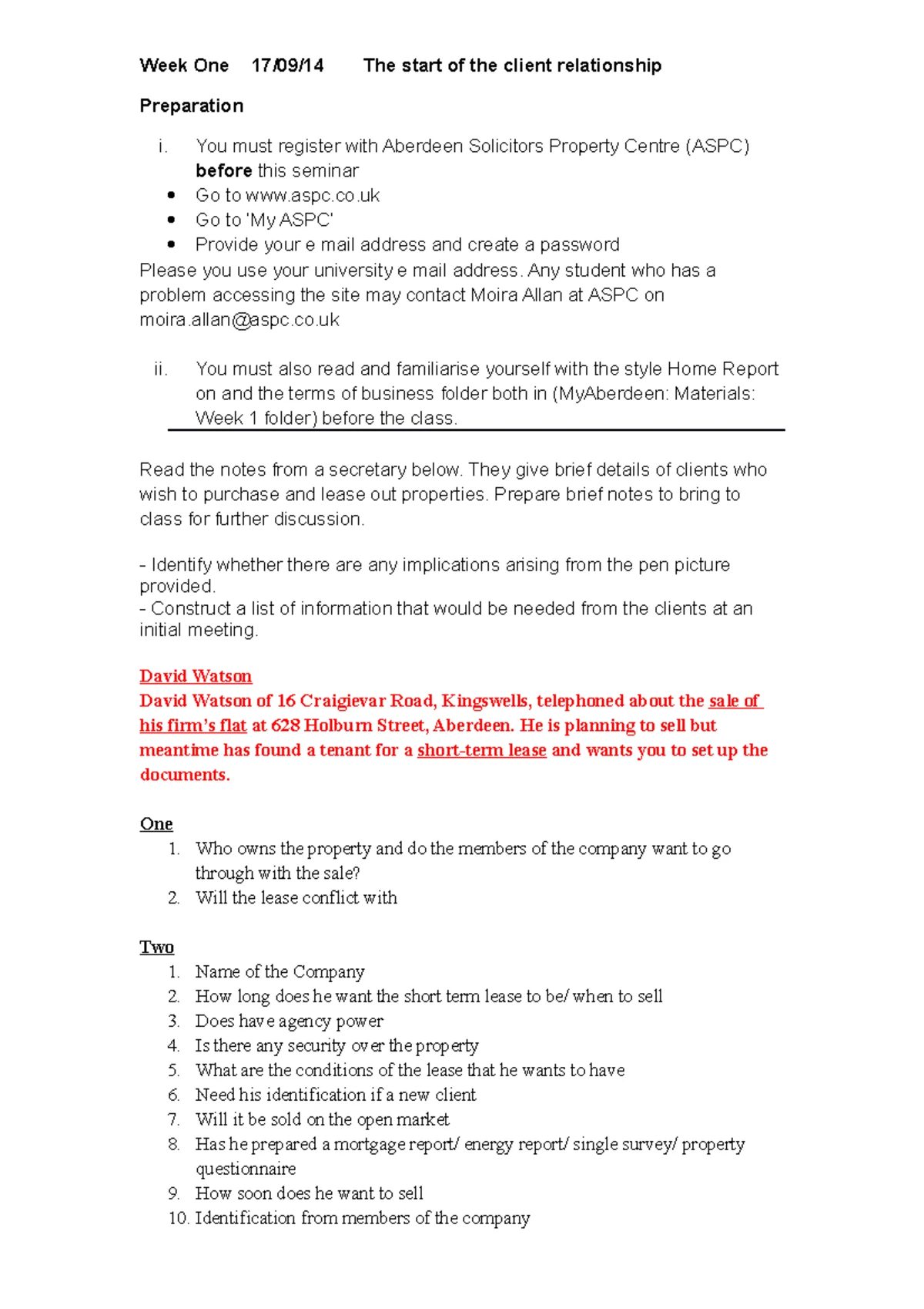 Conveyancing Wee 8 – Notes from seminar - Conveyancing Wee 8 – Notes ...