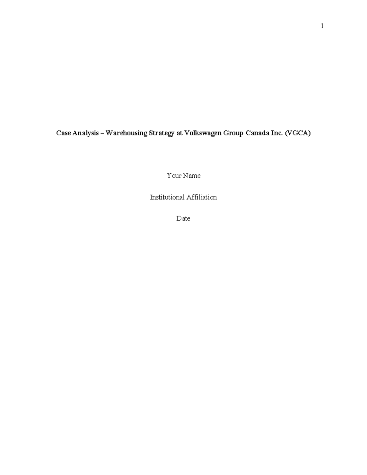 Case Study: Warehousing Strategy at VGCA (VGCA) Analysis - Studocu
