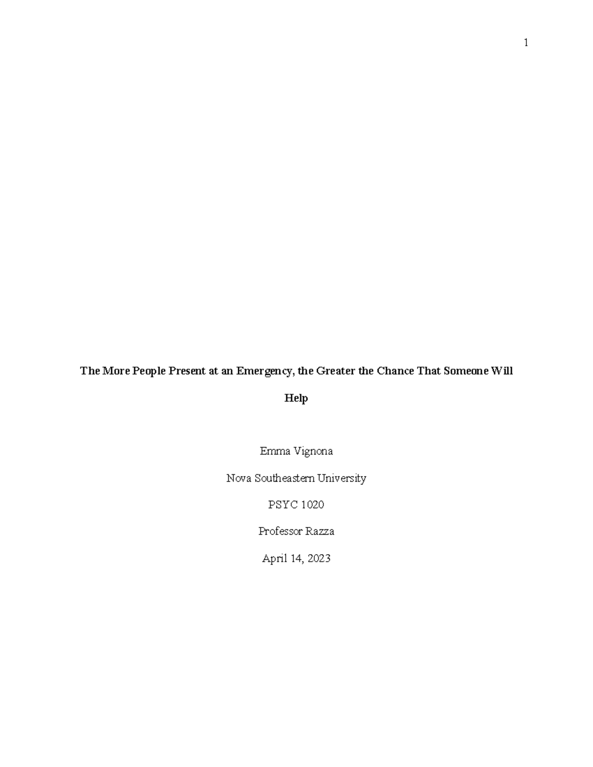 Psychology Detective Assignment - The More People Present at an ...