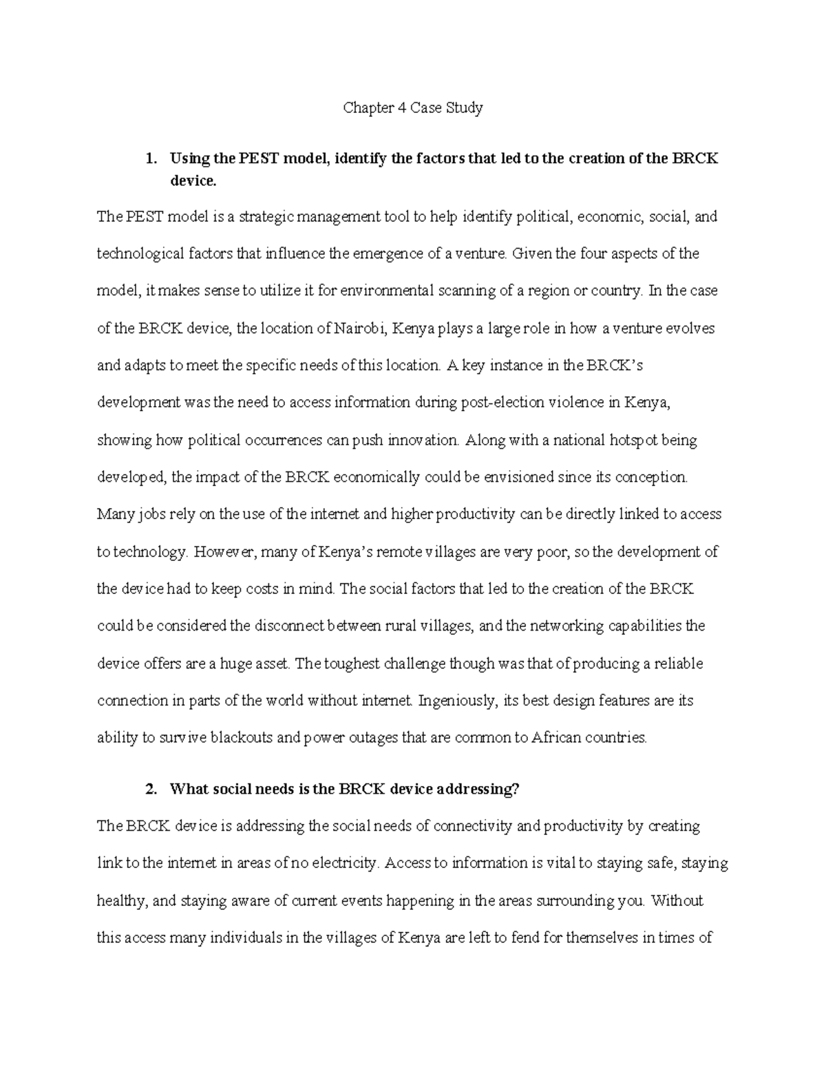 Case Study Example - Chapter 4 Case Study Using the PEST model ...