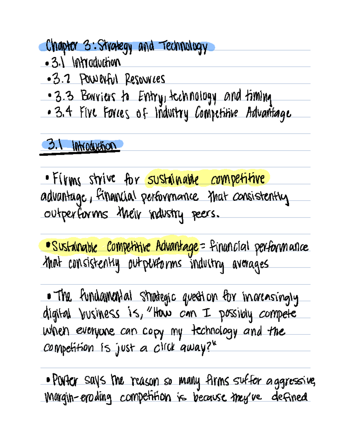 Strategic Management: Chapter 3 on Competitive Advantage (Course Code ...