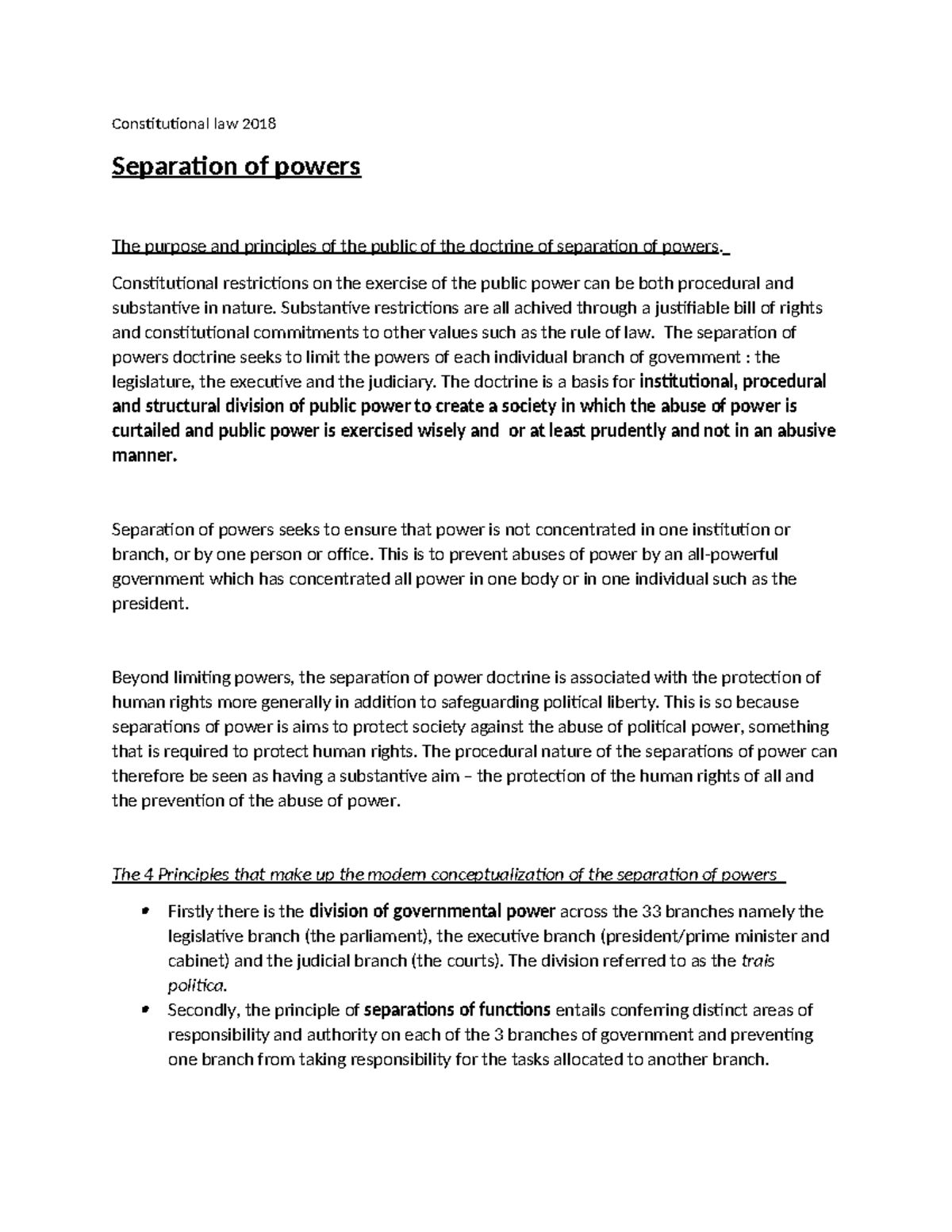 Constitutional Law 2018: Understanding the Separation of Powers ...