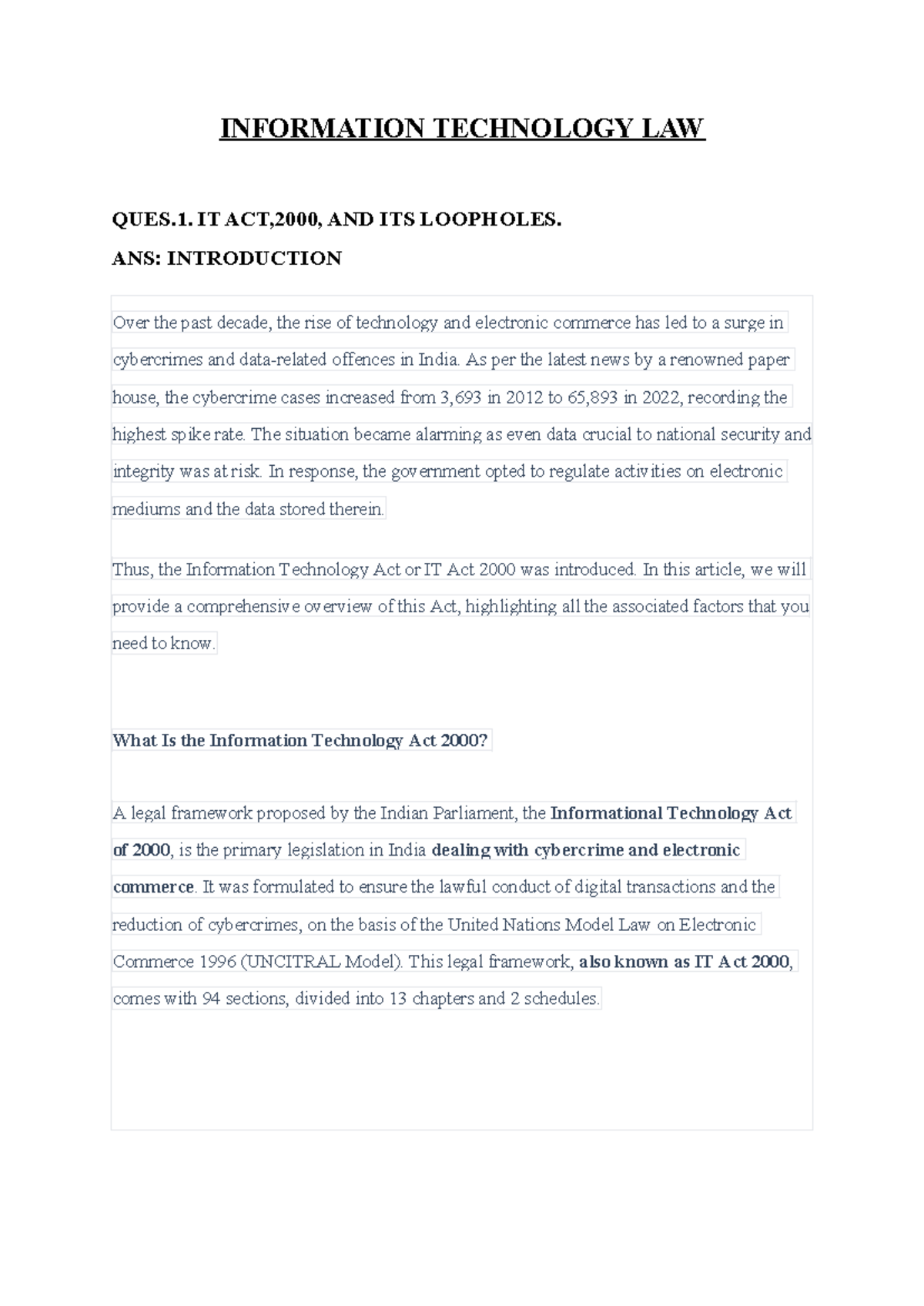 INFORMATION TECHNOLOGY LAW (ITL) - OVERVIEW & CYBER CRIME INSIGHTS ...