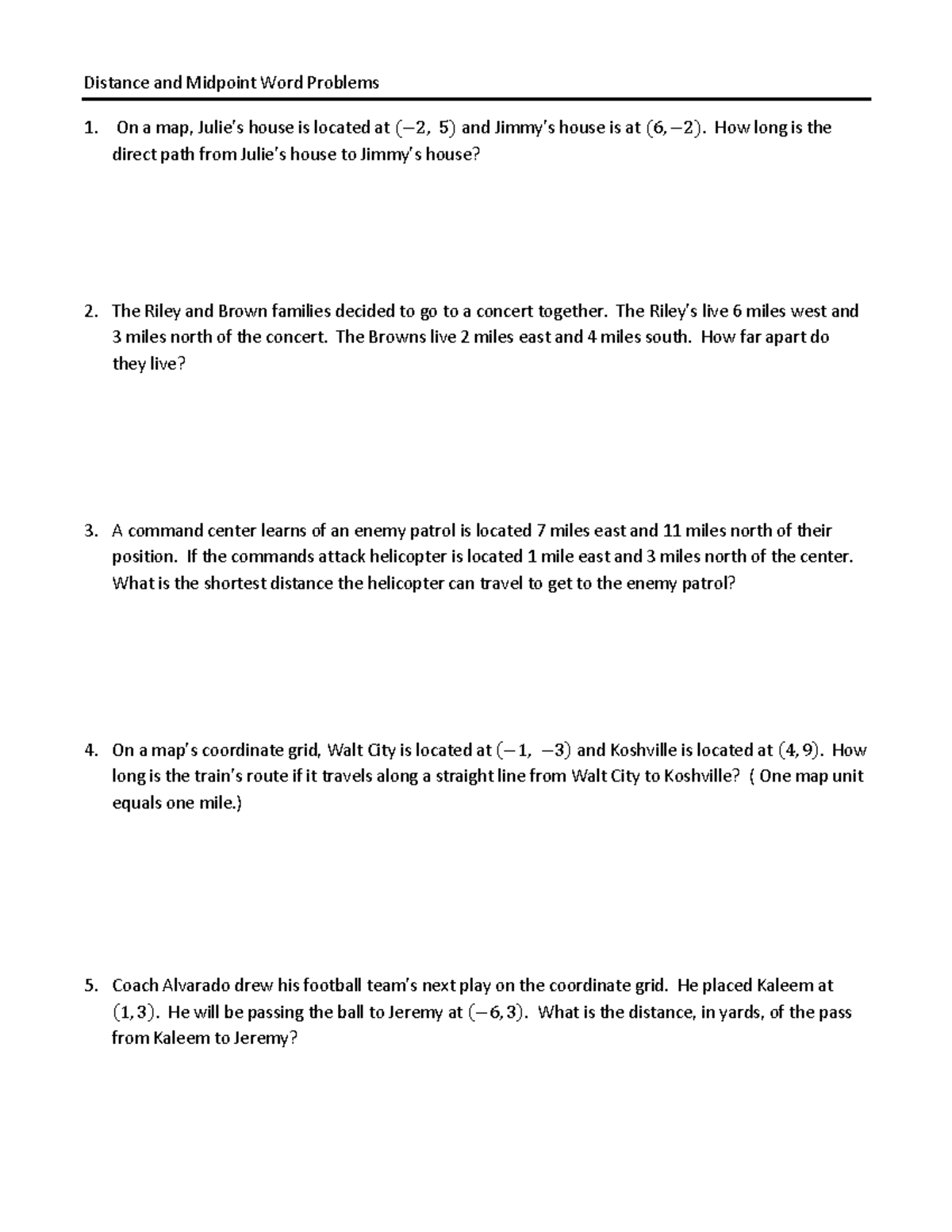 Math 10 Q2 situational problems - Distance and Midpoint Word Problems ...