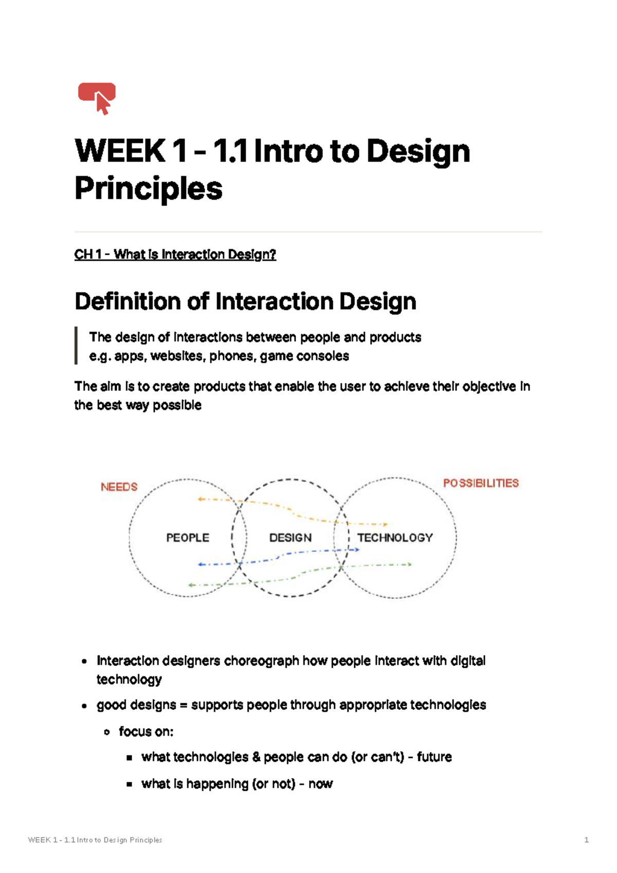 Fundamentals of Interaction Design WK1: Intro to Design Principles ...