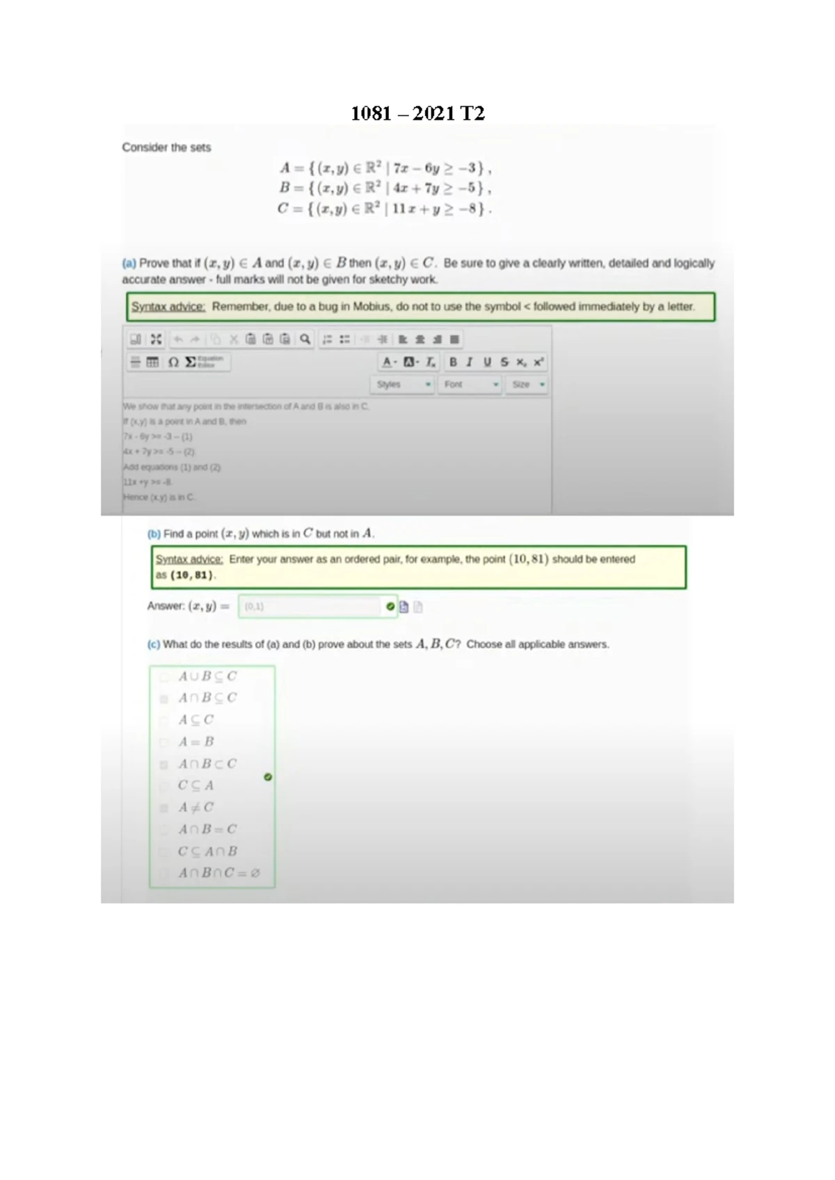1081 Final Exam - MATH1081 - Math 1081 – Sample A (2020 T1) Q2. Let f(k ...