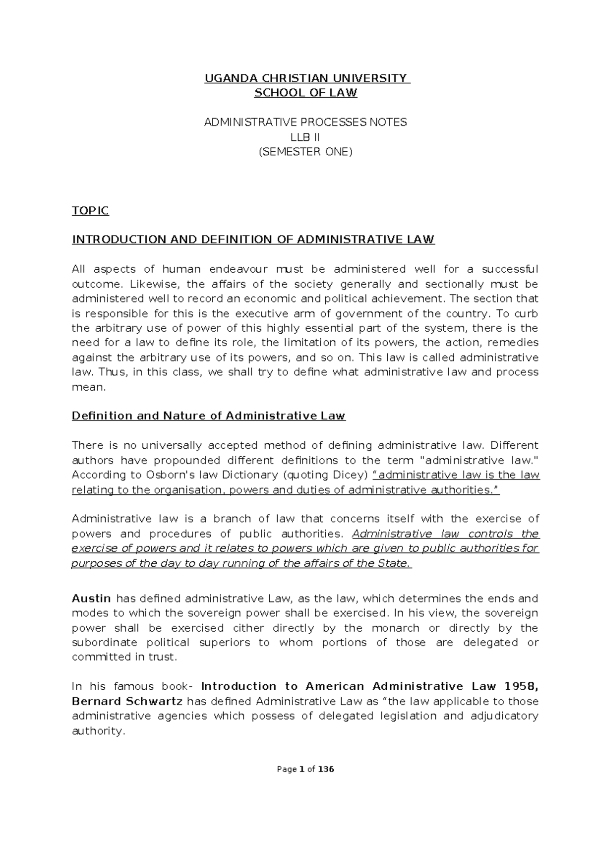 MOP Notes on Administrative Processes LLB II (Semester One) - Studocu