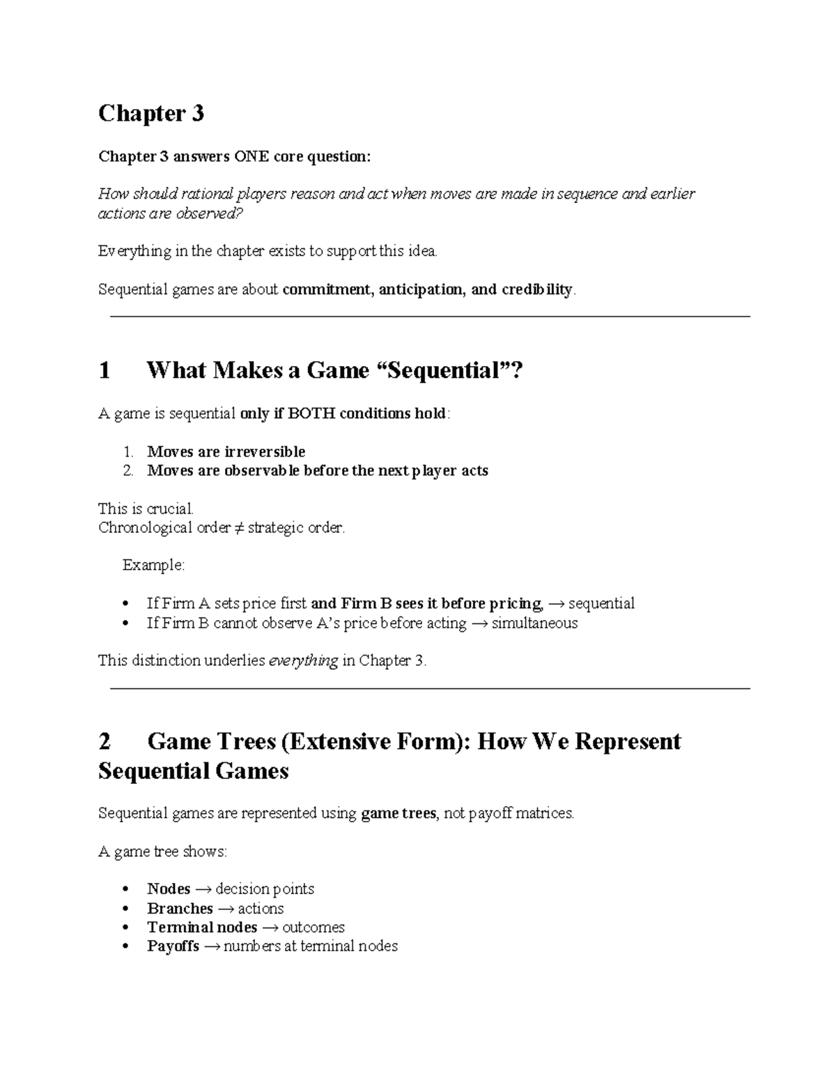 Chapter 3: Understanding Sequential Games and Strategies - Studocu