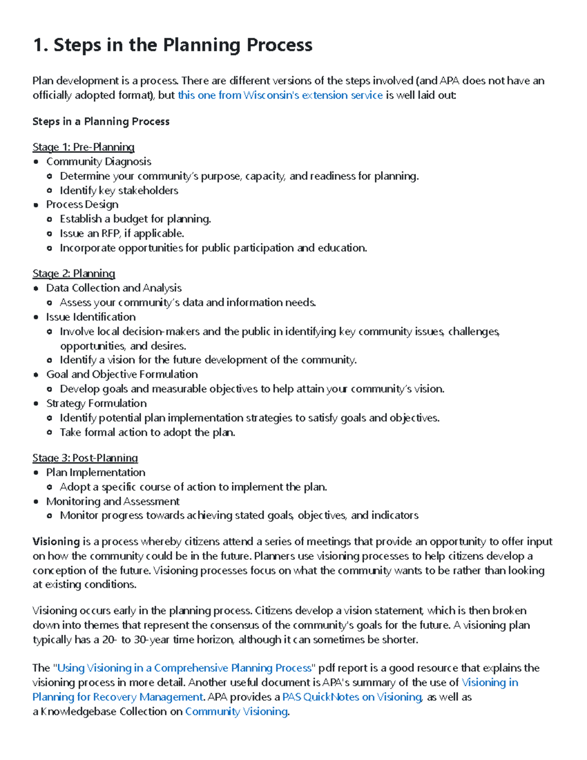 Using Visioning in Comprehensive Planning Processes: Key Steps ...