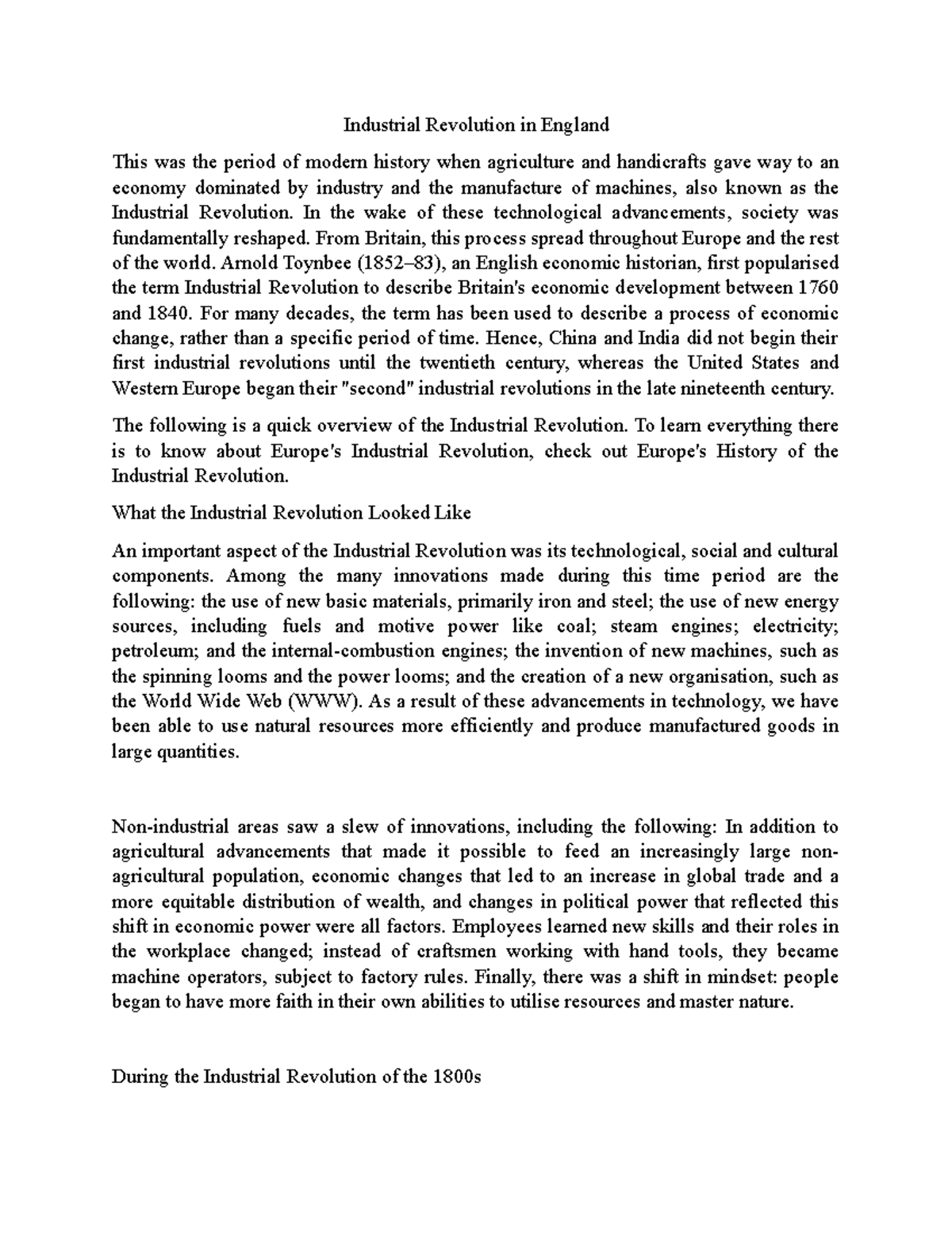 Industrial Revolution in England - In the wake of these technological ...