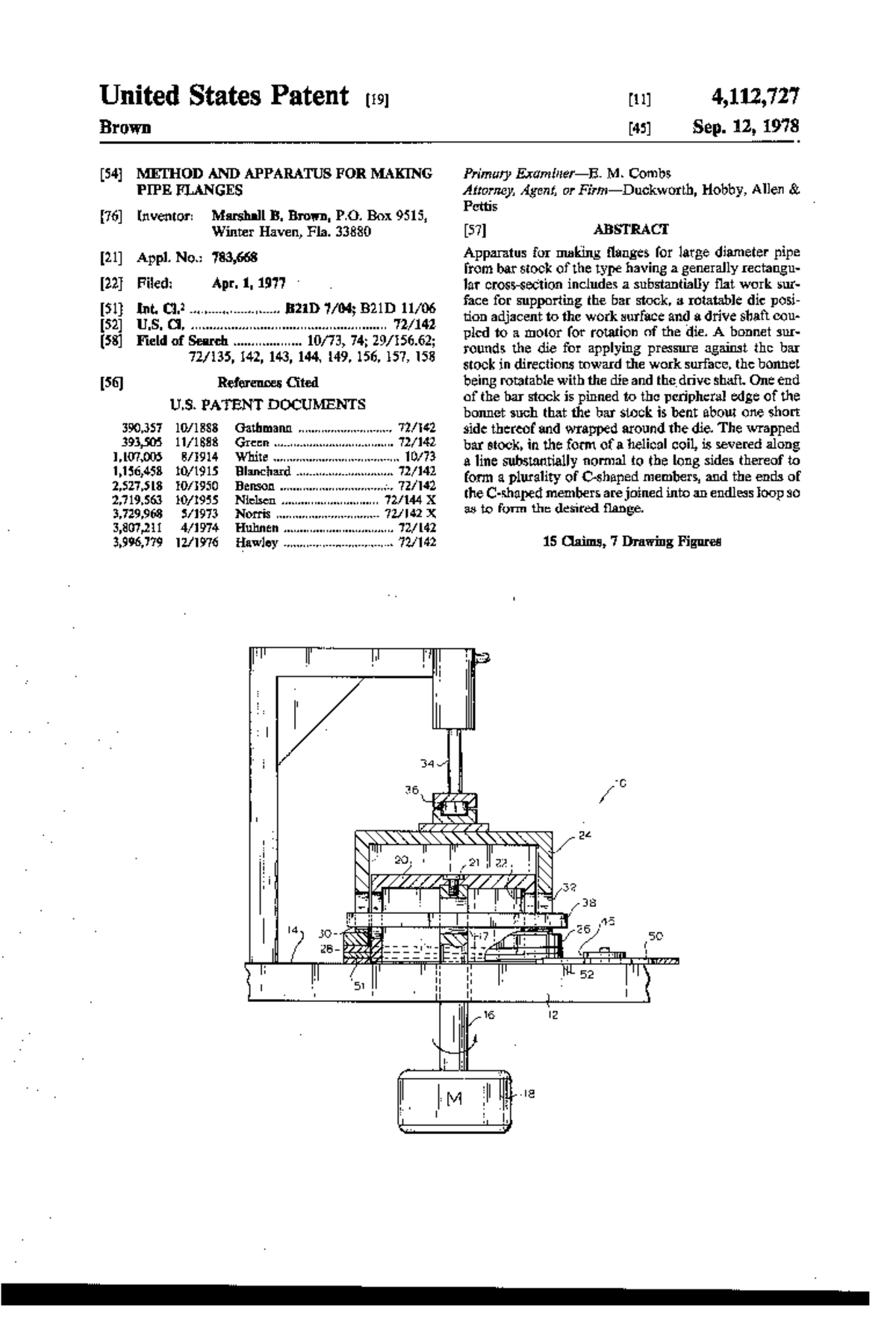 Method and Apparatus for Making Pipe Flanges - US4112727 - Studocu