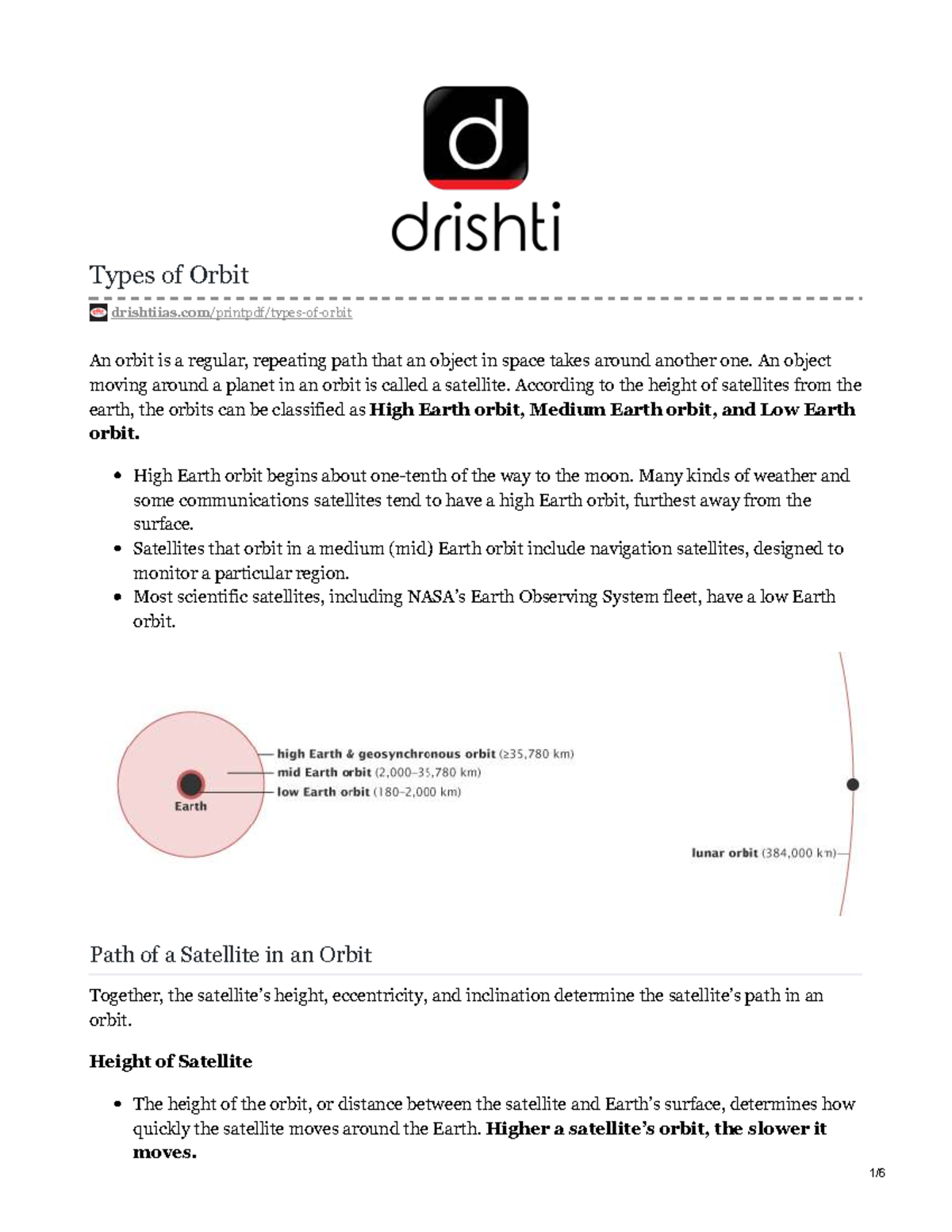 Types of Orbit: Understanding Satellite Paths and Characteristics - Studocu