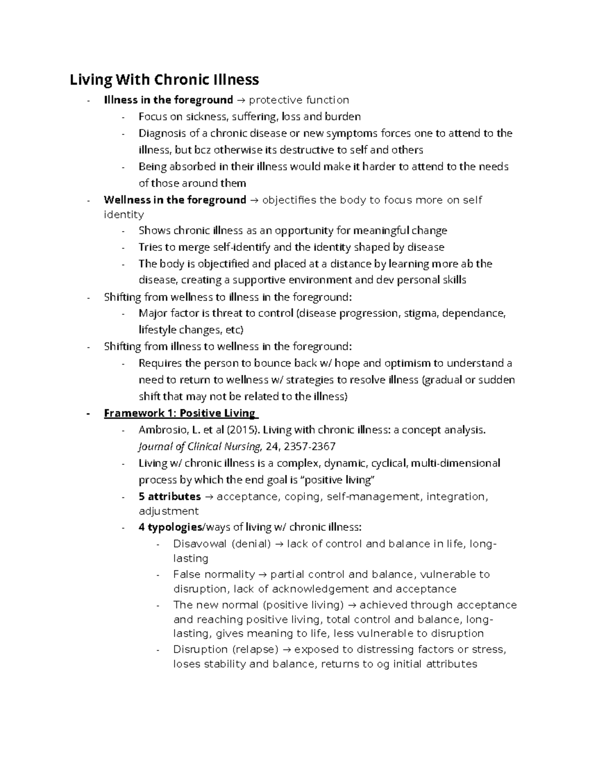 Week 4: Living with Chronic Illness - Insights and Frameworks - Studocu