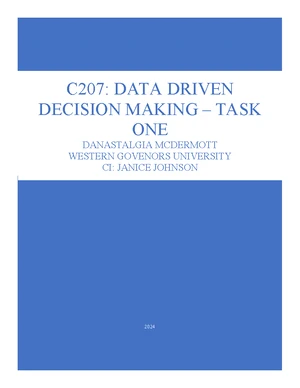 C207: Data Driven Decision Making - Task 2 Analysis by McDermott - Studocu