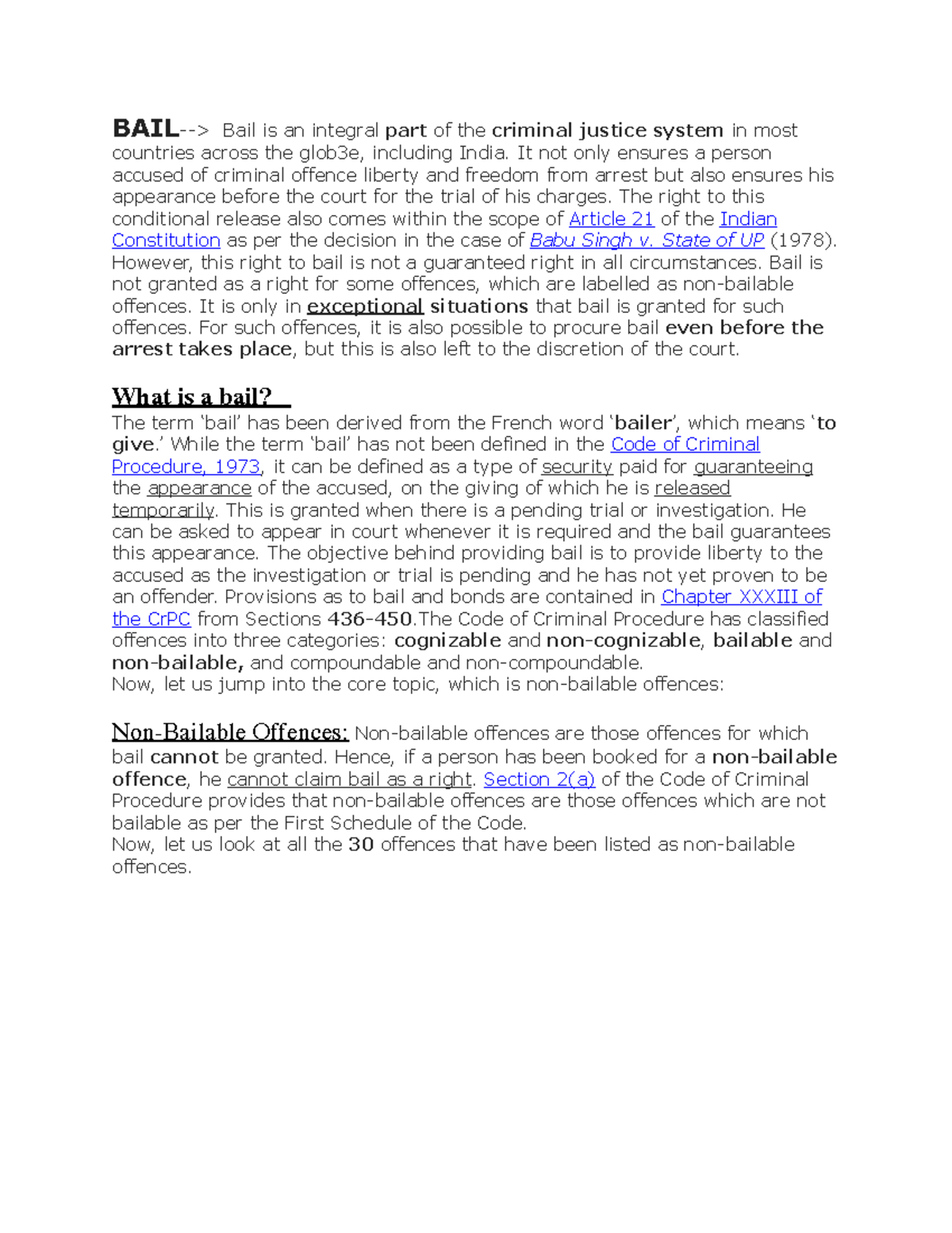 BAIL- CRPC: Understanding Bail Rights and Arrest Procedures - Studocu