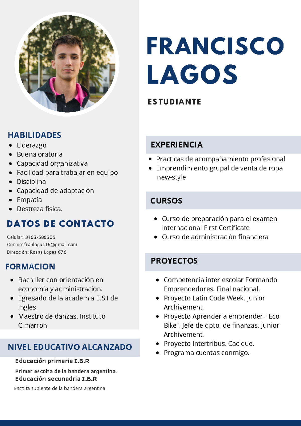 Cv- Lagos Guaccione. Francisco - Curso de preparación para el examen ...