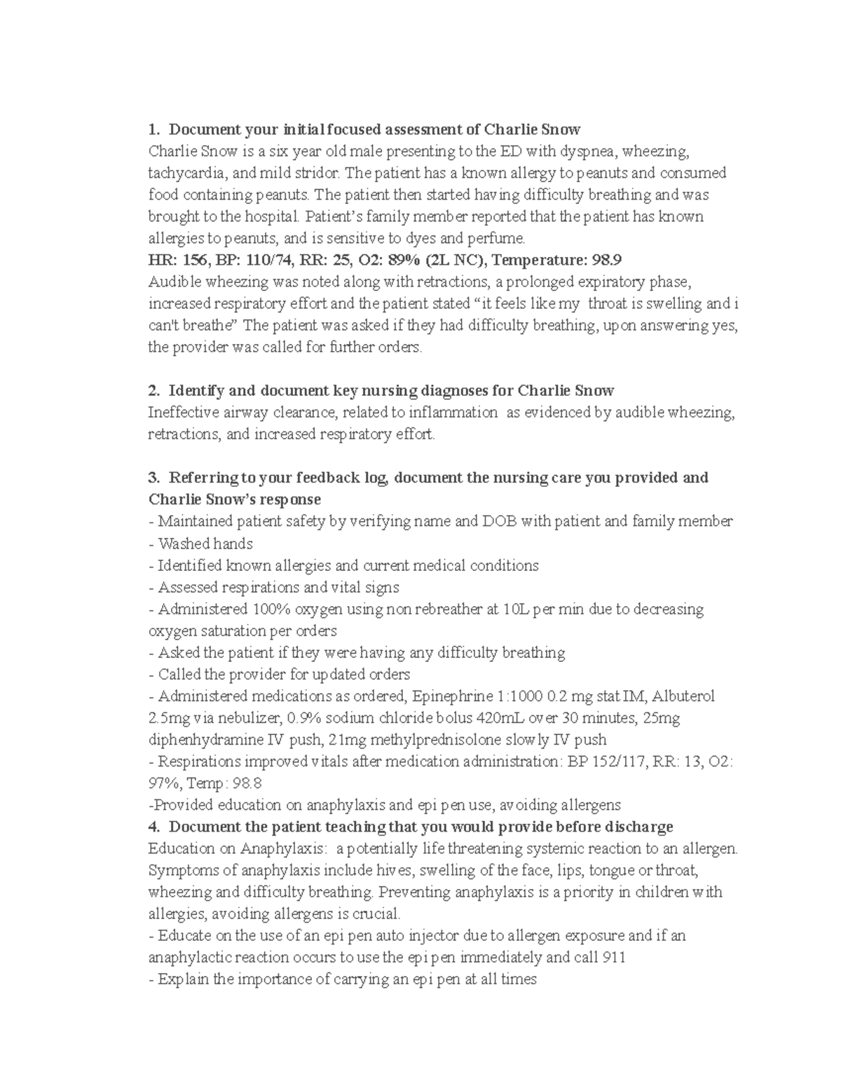 NURS 4322: Guided Reflection on Charlie Snow V Sim 2 9-2 Case Study ...