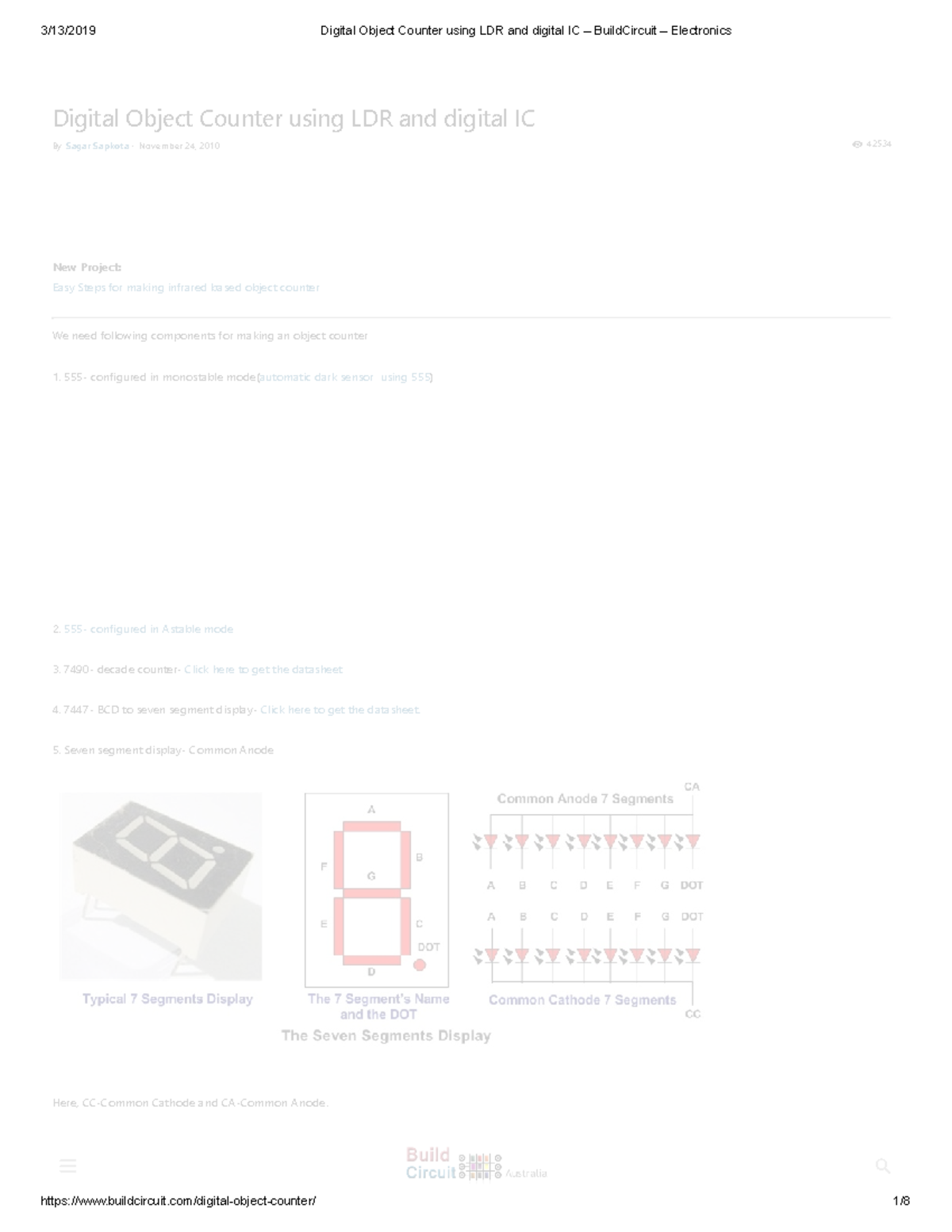 Digital Object Counter Project (LDR & IC) – BuildCircuit Electronics ...