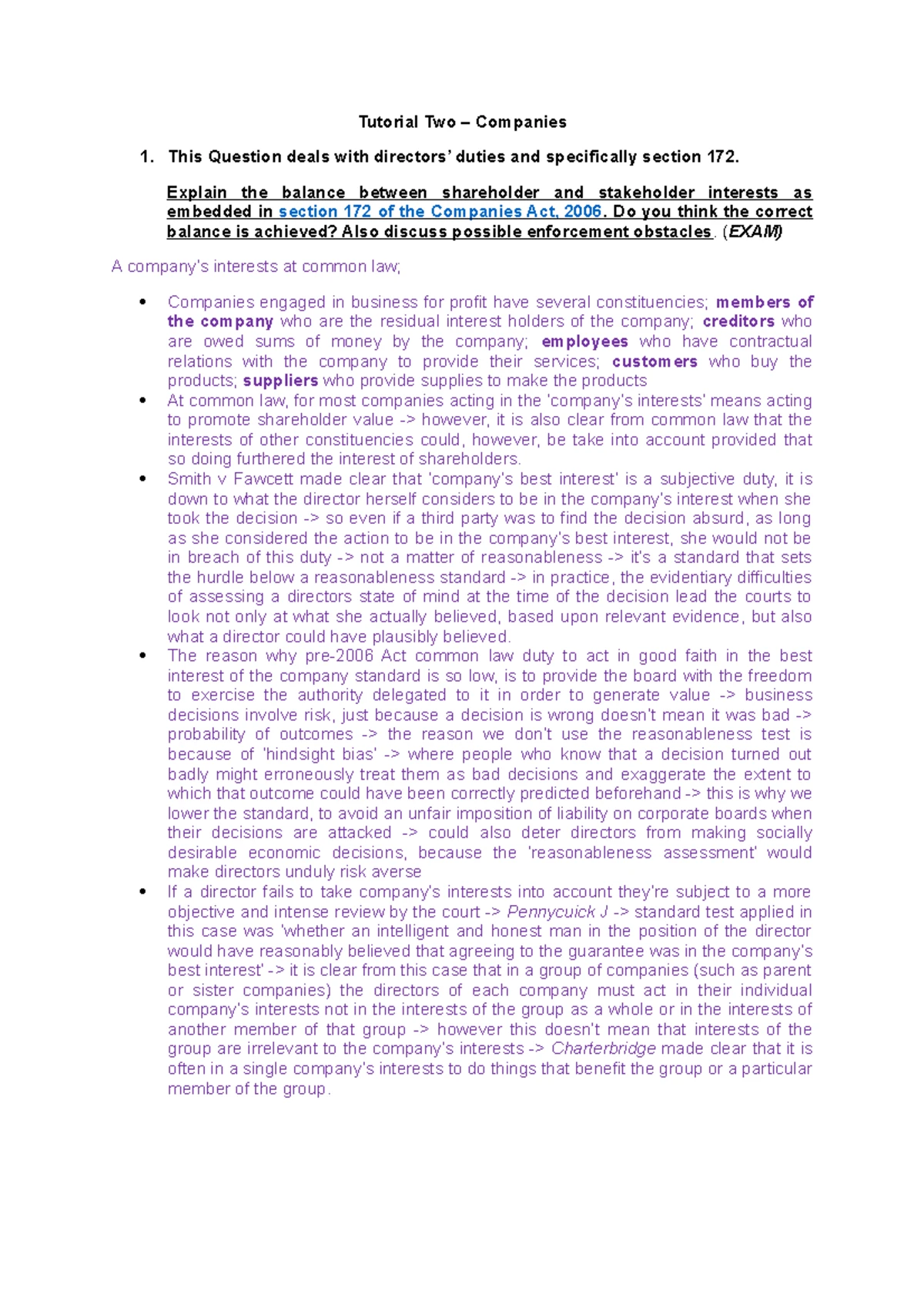 Bus Orgs Section A – Tutorial 1: Understanding Agency & Partnership ...