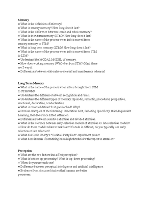 Human Factors in Memory, Attention, and Perception - PSY 101 Notes ...