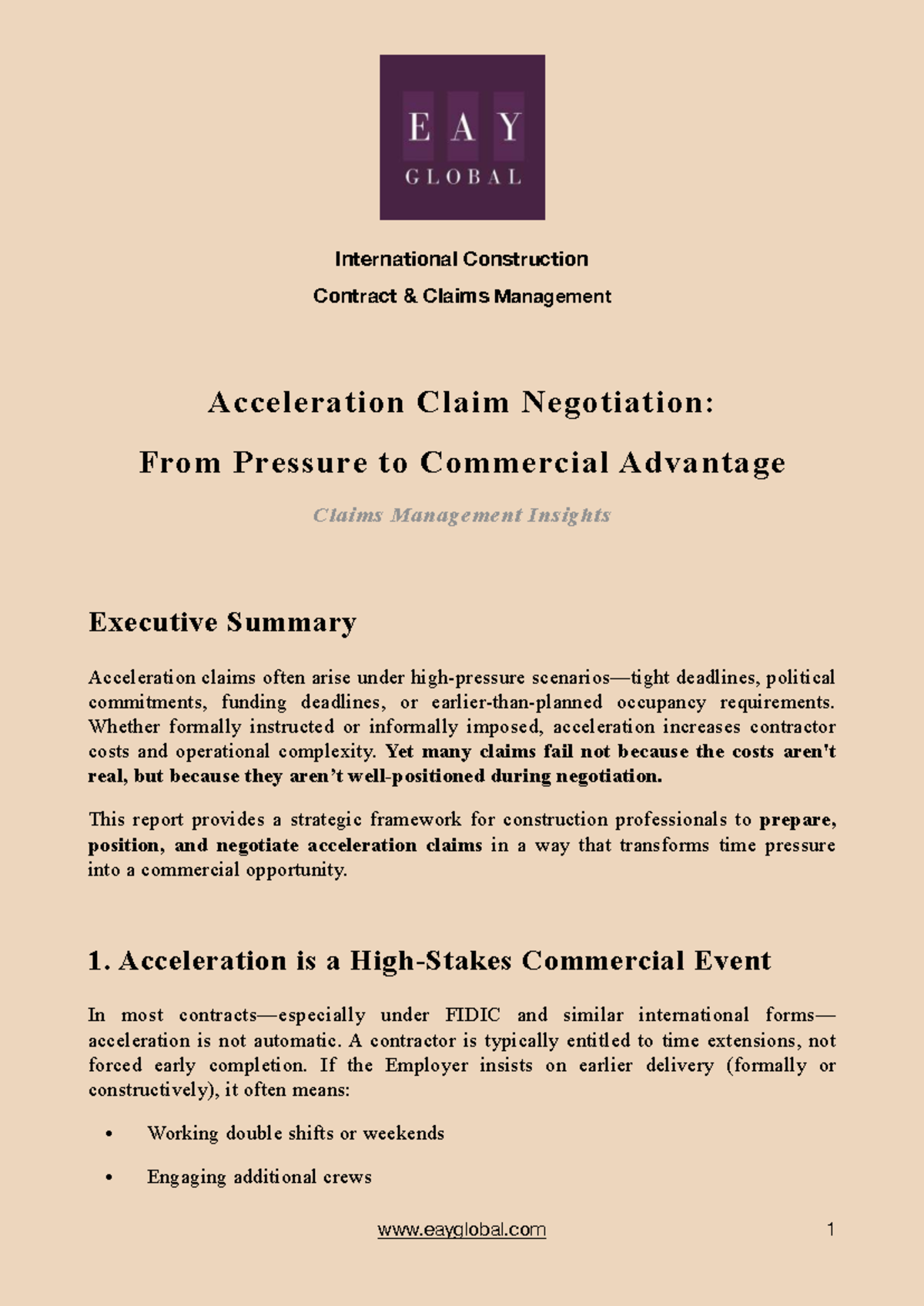 International Construction Contract Claims Management: Acceleration ...