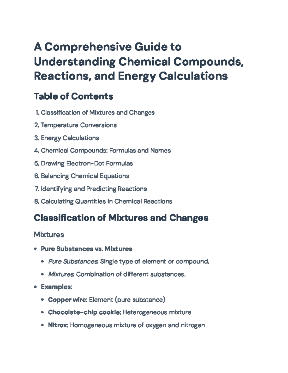 A Comprehensive Guide to Chemical Compounds & Reactions (CHEM101) - A ...