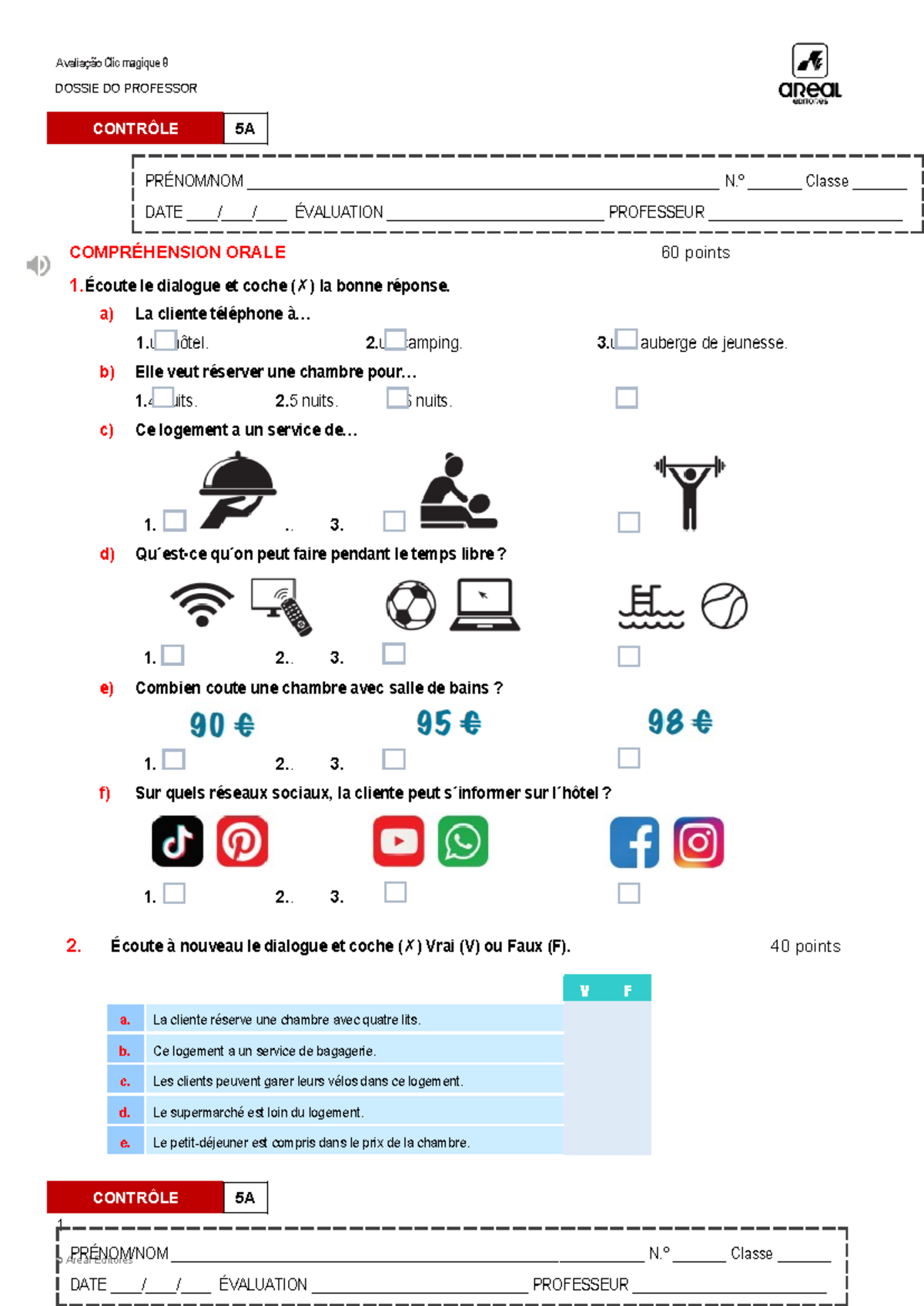 Évaluation Clic Magique 9 - Dossier Professeur Contrôle 5A - Document Preview