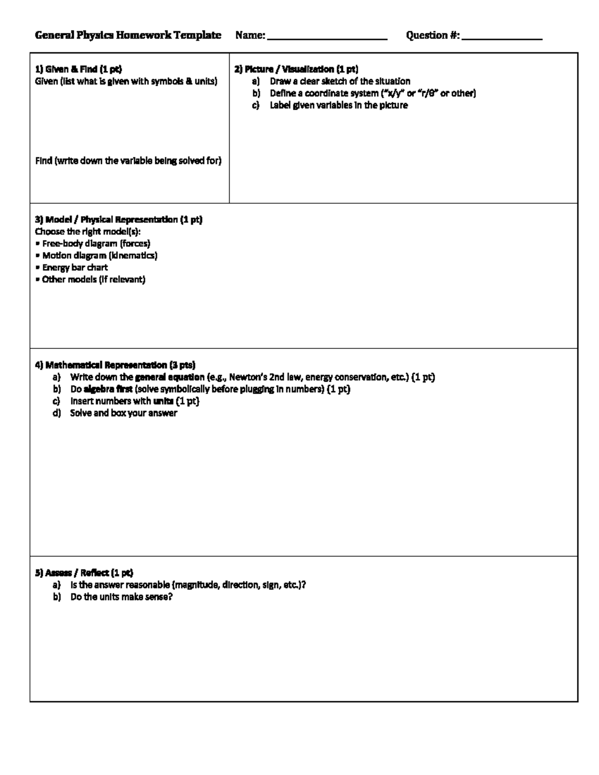 General Physics Homework Template: Problem Solving Guide - Studocu