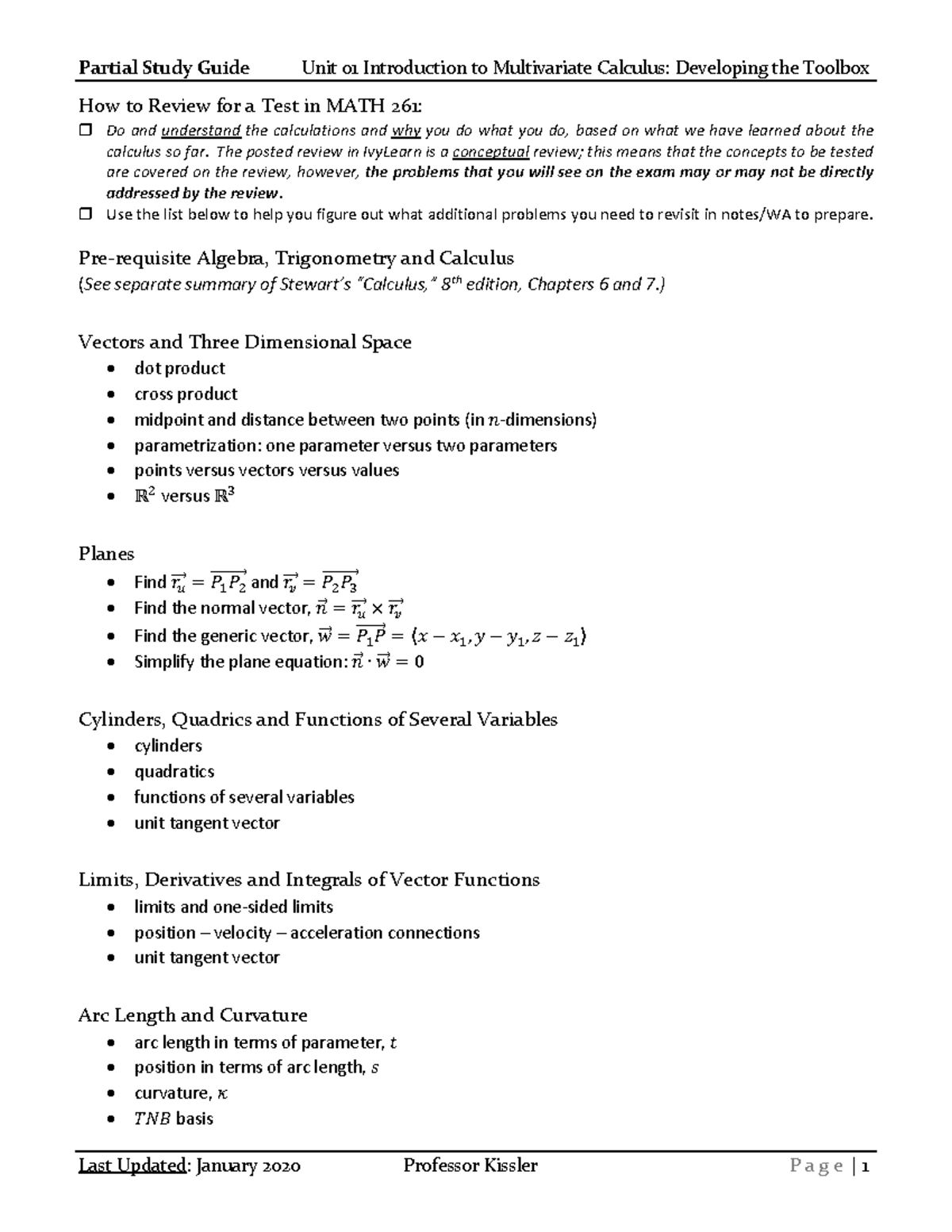 261.SG - Exam 1 study guide - Partial Study Guide Unit 01 Introduction ...
