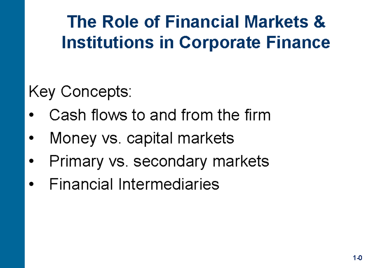 FIN 301: Financial Markets & Institutions in Corporate Finance Overview ...