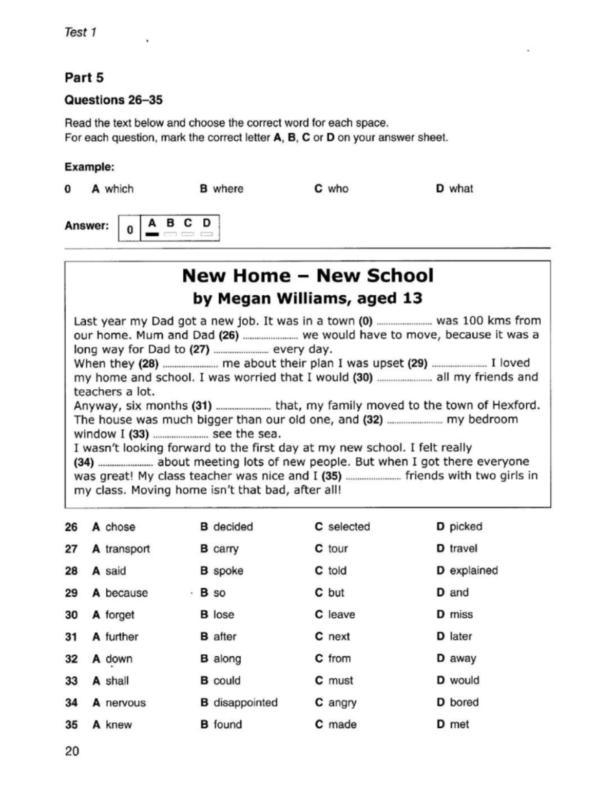 R - B1 - T1 - P5 - Test 1 Part 5 Questions on New Home New School - Studocu