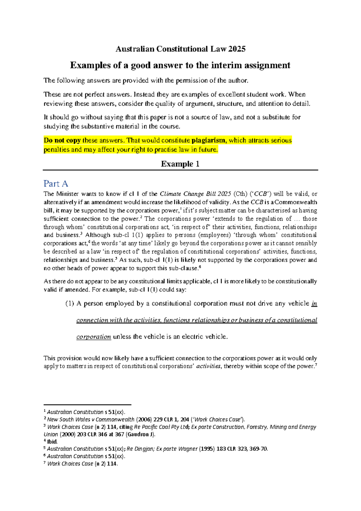 Australian Constitutional Law 2025: Good Answers for Interim Assignment ...