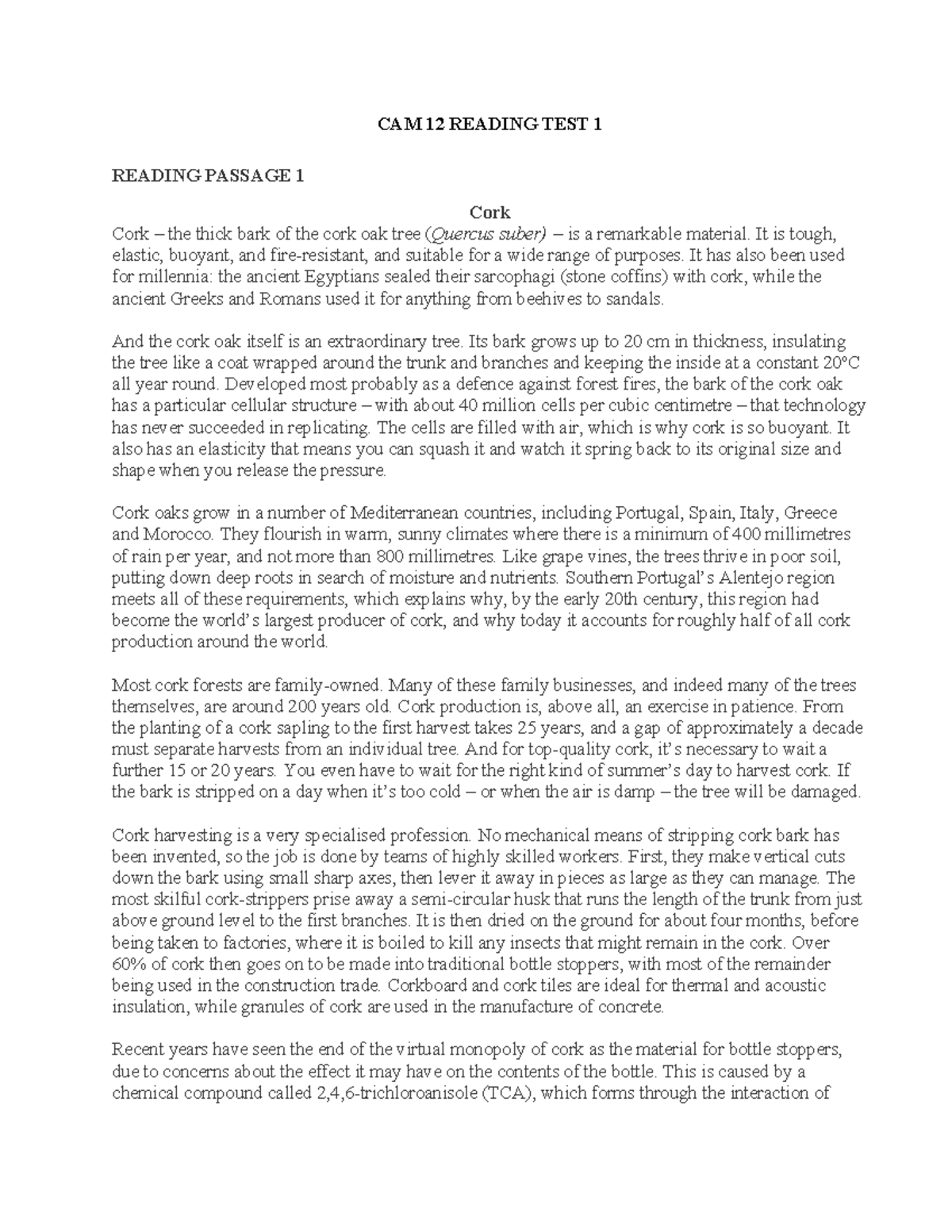 CAM 12 Reading Test 1 - IELTS Reading Passage Analysis and Questions ...