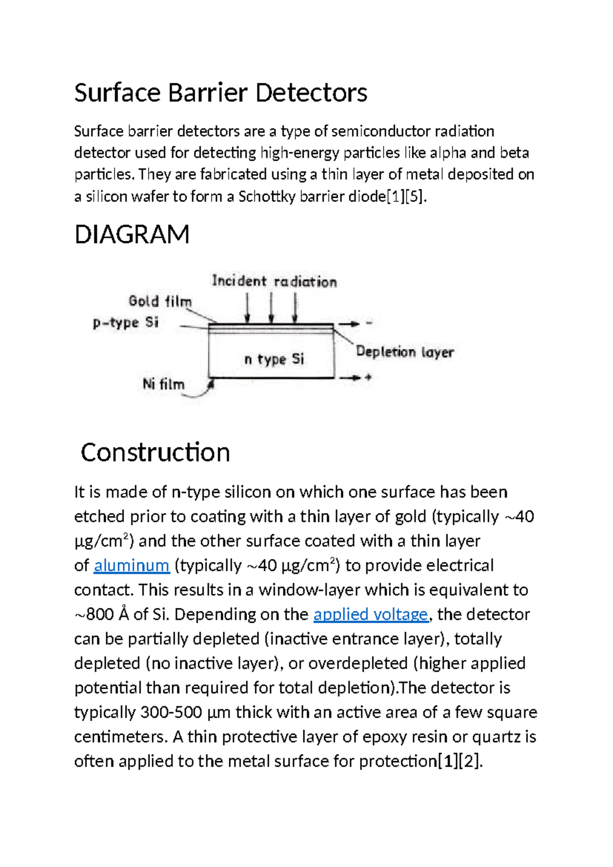 Surface Barrier Detectors: Principles, Construction & Applications - Document Preview