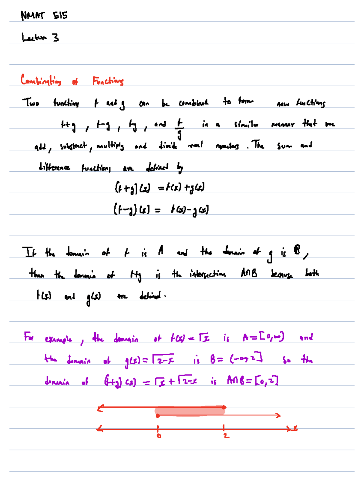 NMAT 515 Lecture 3: Combinations of Functions - Studocu