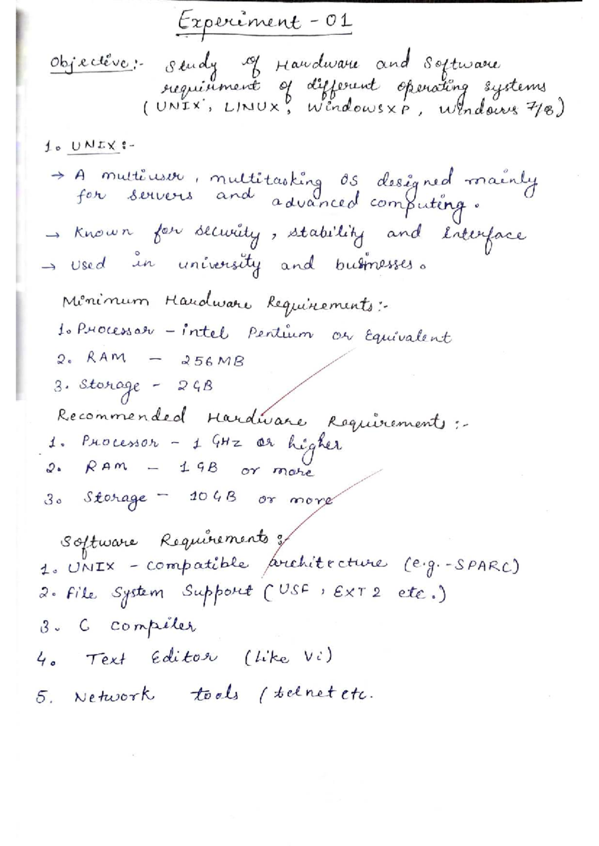 Practical 1 (OS) - Hardware & Software Requirements Overview - Studocu