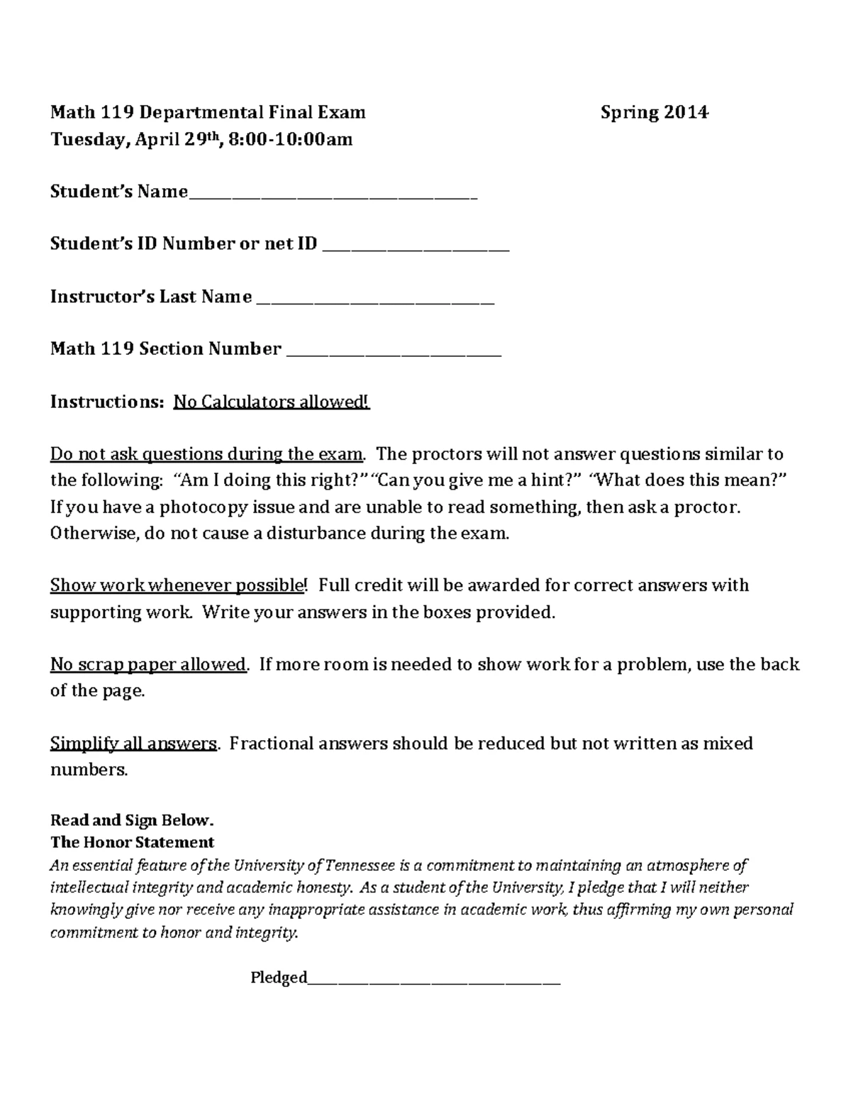 M119 Final Exam Form A - Math 119 Fall 2012 - Studocu