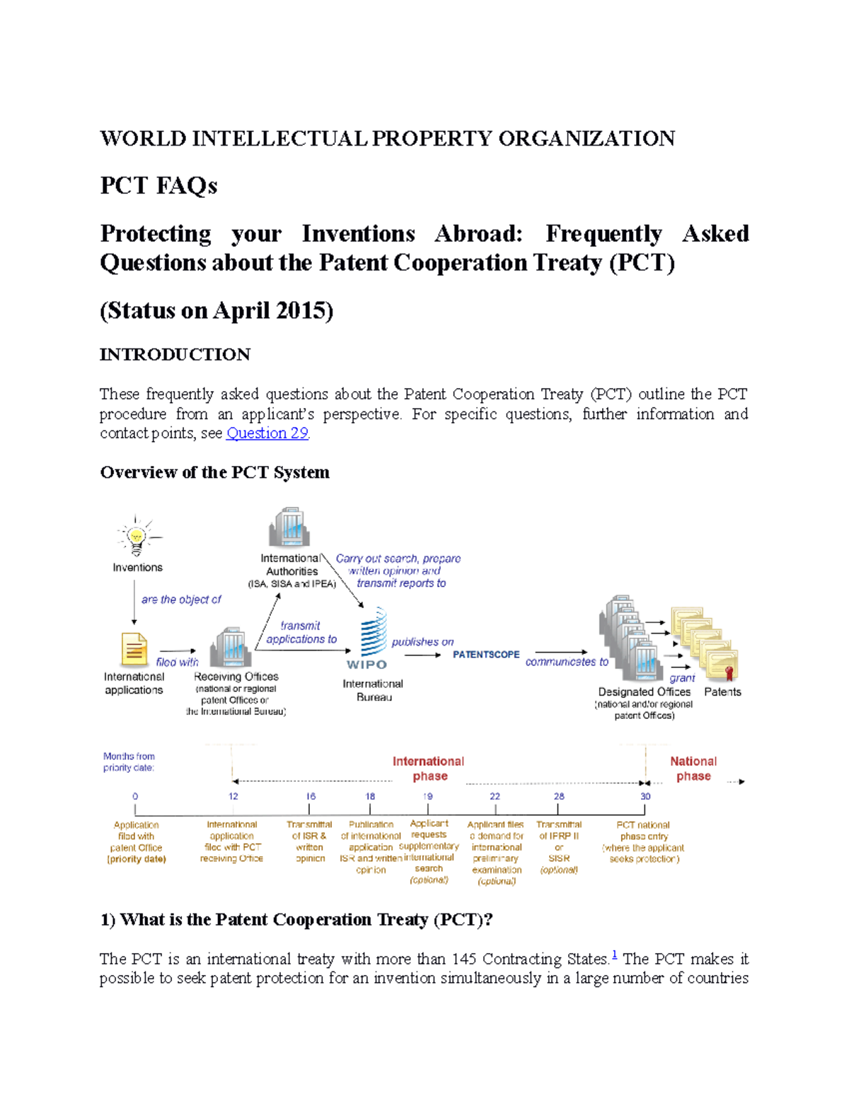 PCT FAQs and Overview of the Patent Cooperation Treaty (IP Law) - Studocu