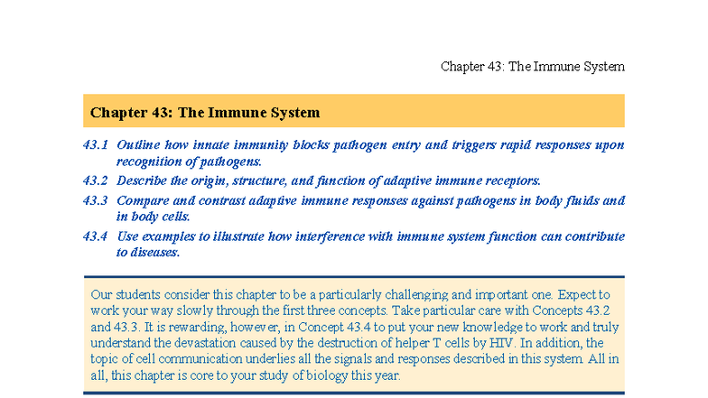 Bio12: Chapter 43 - The Immune System Study Guide & Key Insights - Studocu