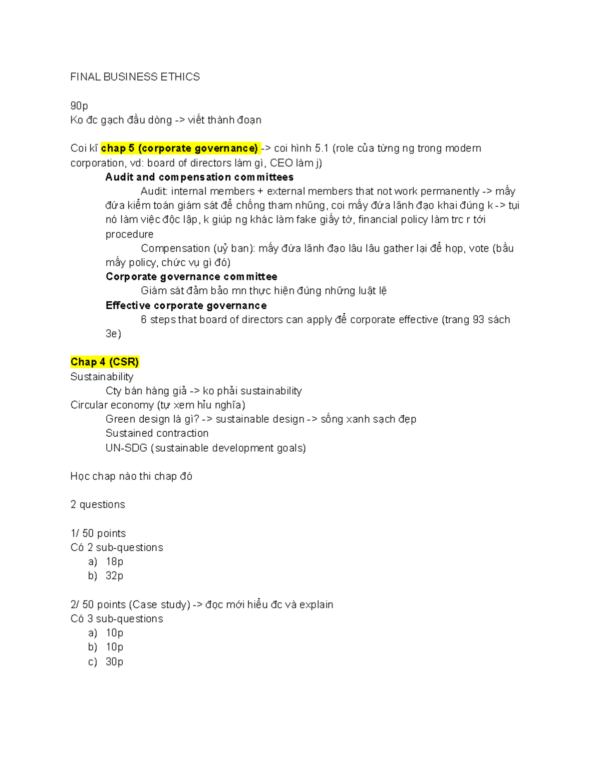 Final Exam Notes for Business Ethics (BUS 101) - Studocu