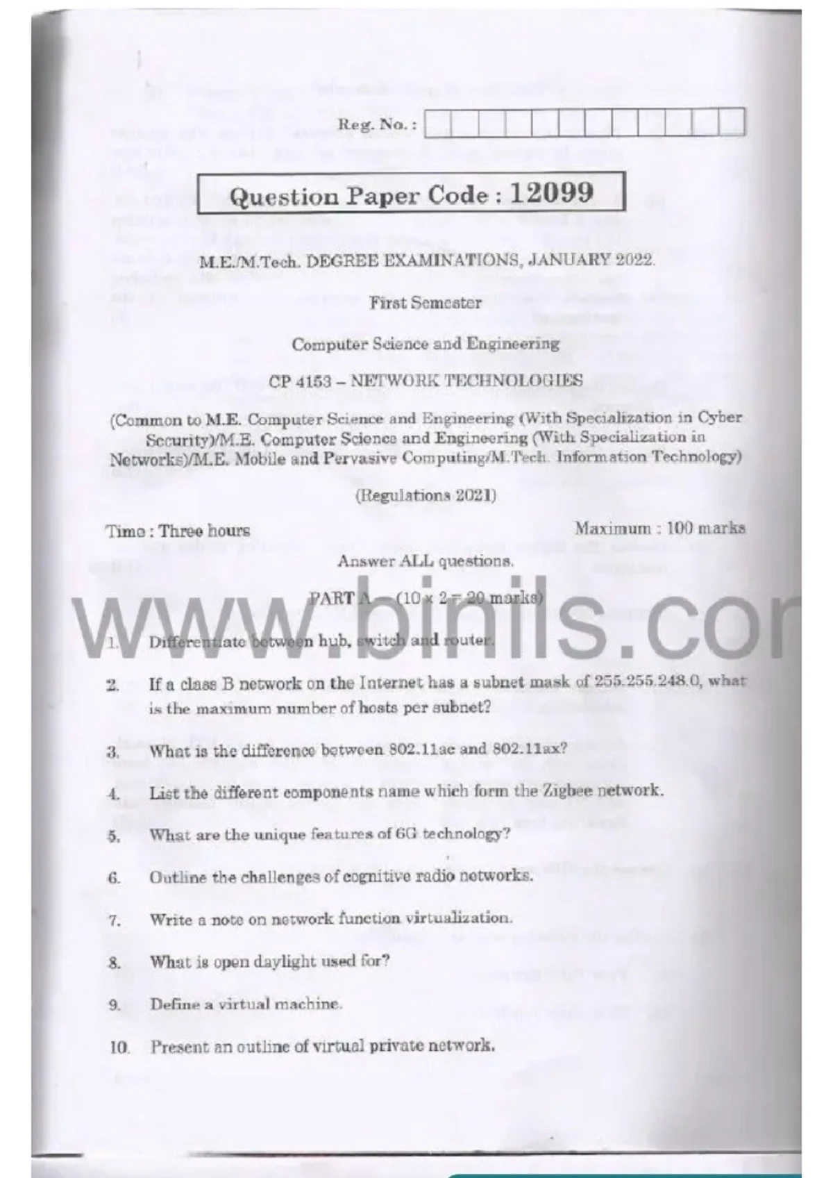 Pyq DBP Jan2022 - Xxx - Reg. No. : Question Paper Code : 12098 DEGREE ...